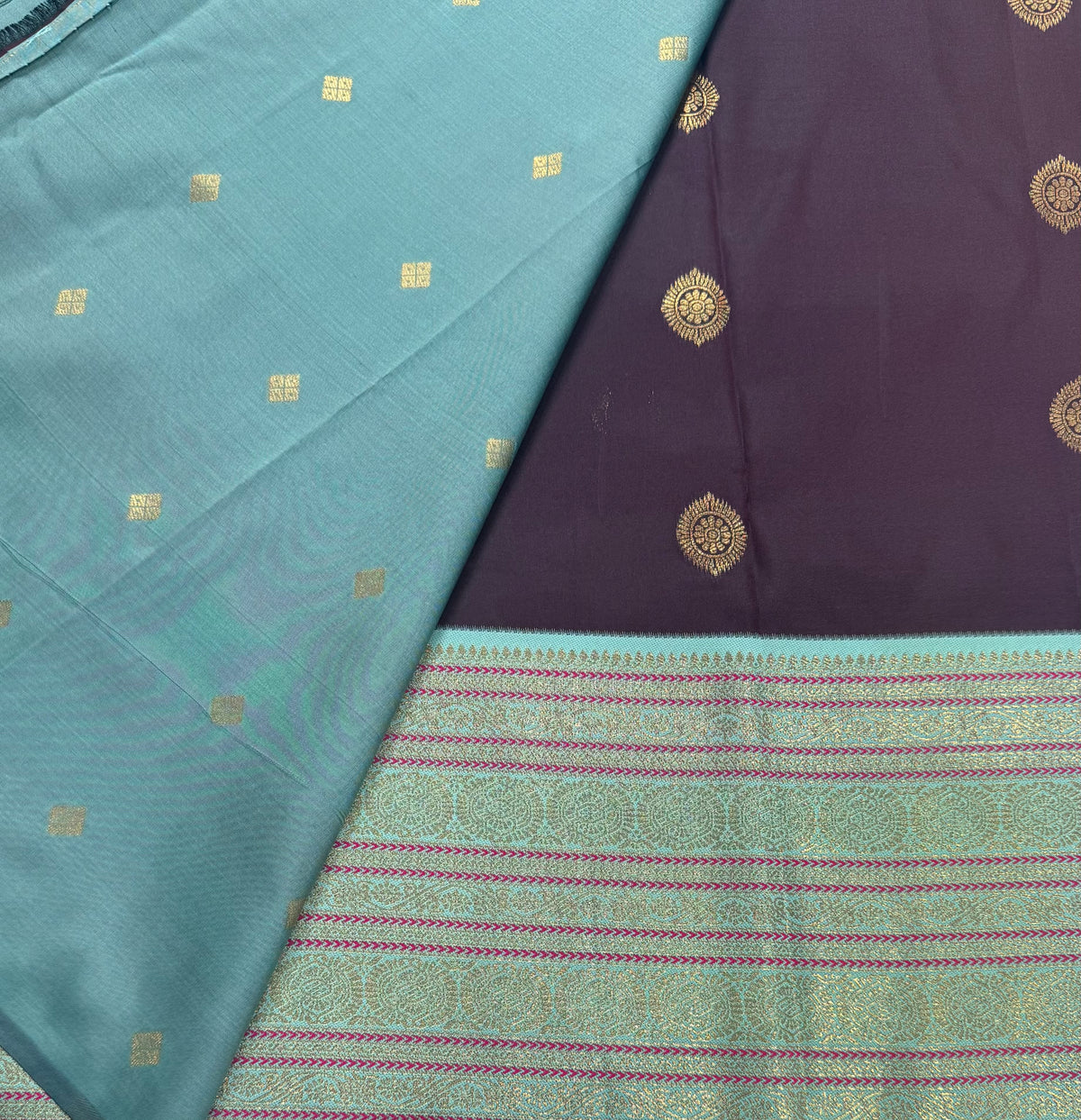 Dark brown Kanchi Border Semi Soft Silk Saree 110