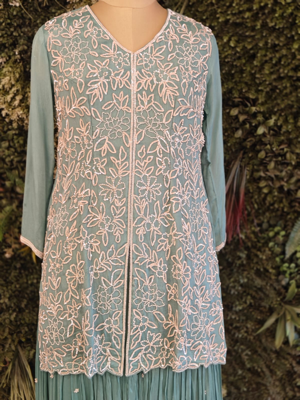 Blue Chinnon Hand Embroidery Sharara Kurtha 301