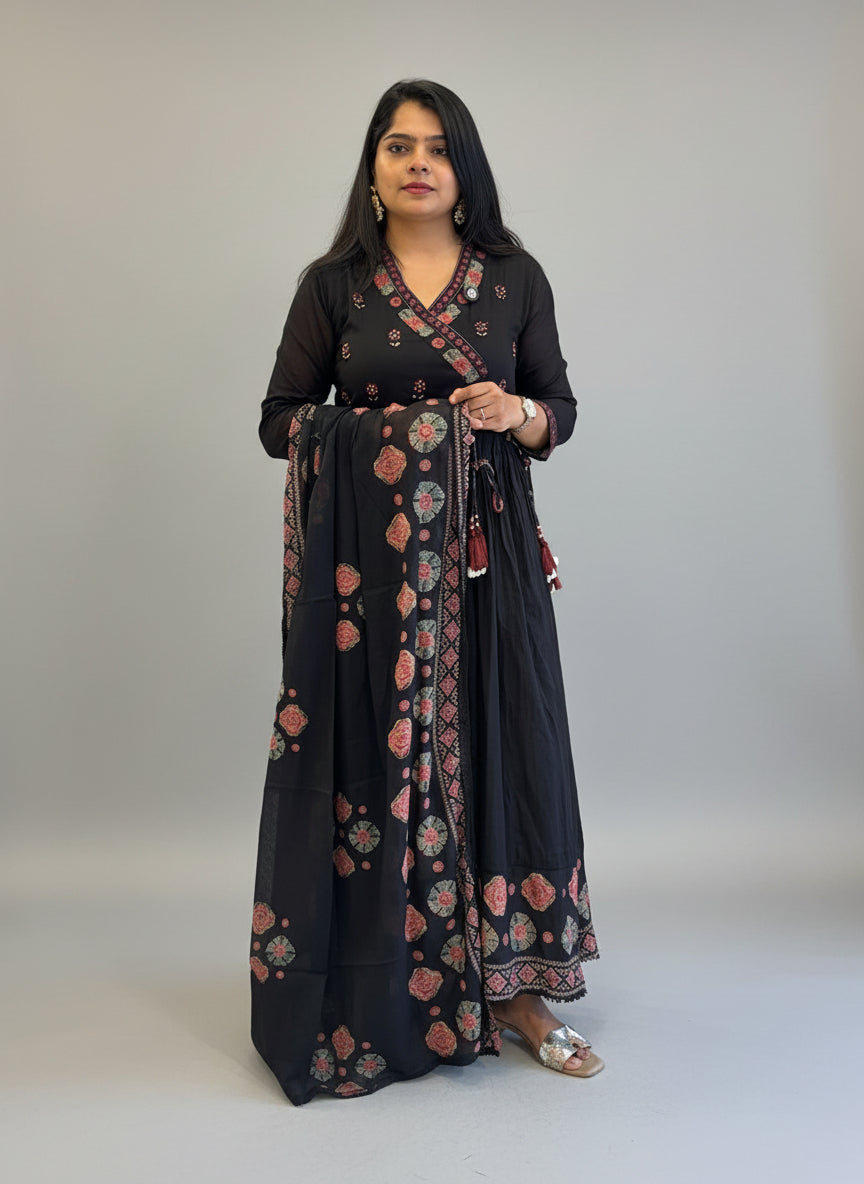 Black mul Cotton Anarkali  Kurtha 32