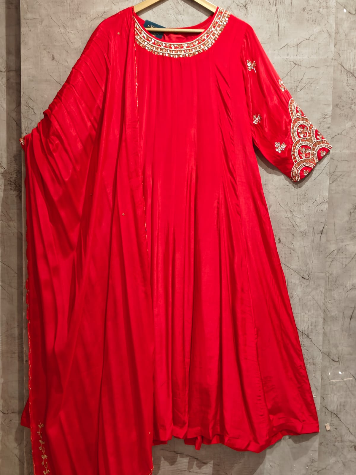 Dark Pink Crepe Hand Work Airline Kurtha 992