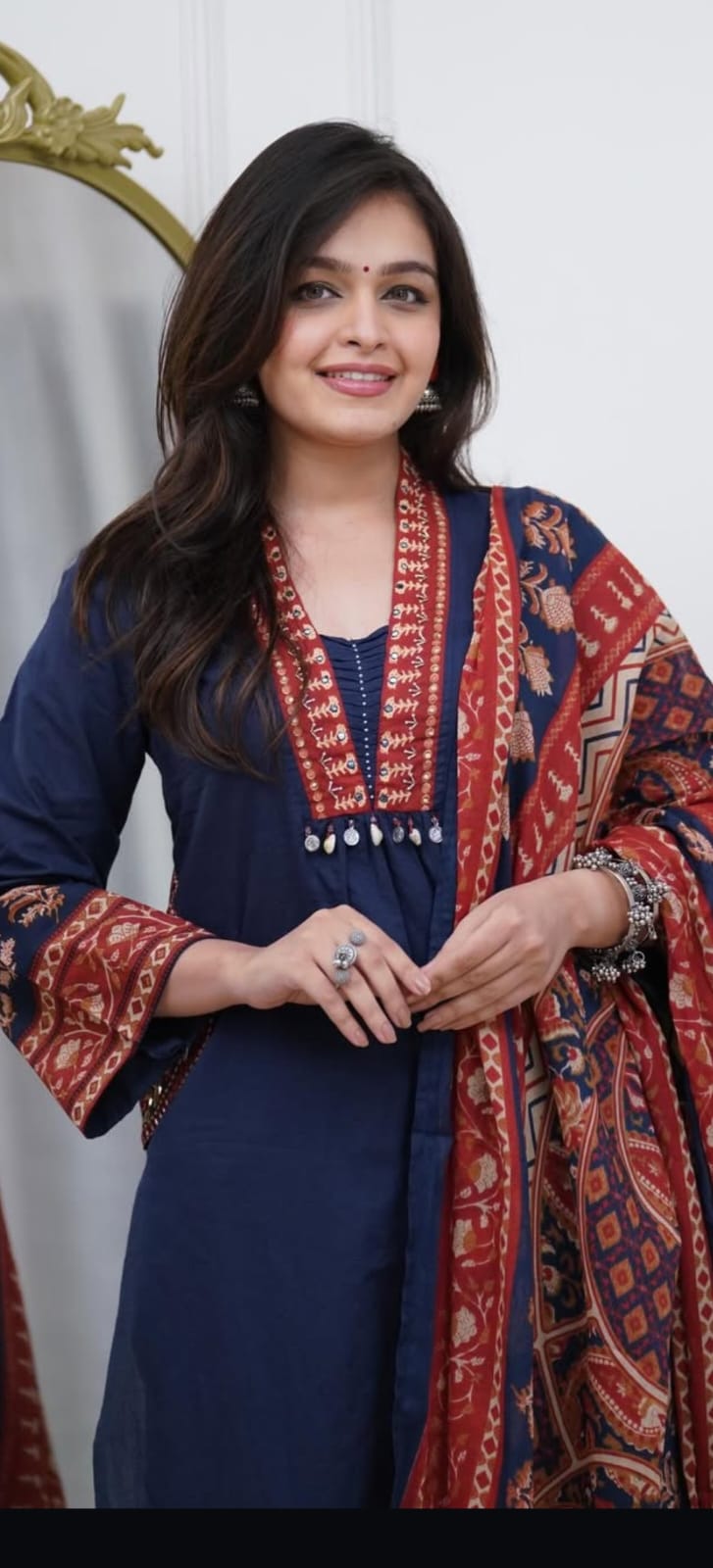 Blue Cotton Straight Fit Kurtha 59