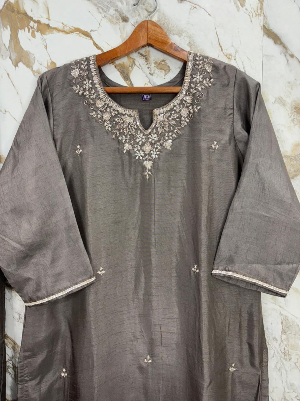 Gary Dola Silk Handwork Straight Fit Kurtha