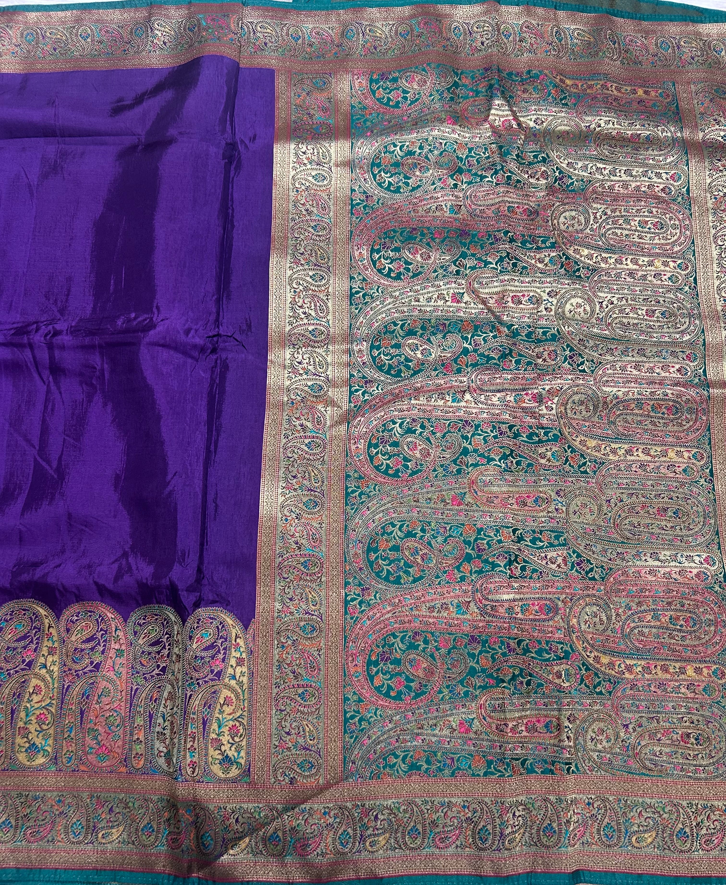 Purple pashmina satin silk crepe 106 saree