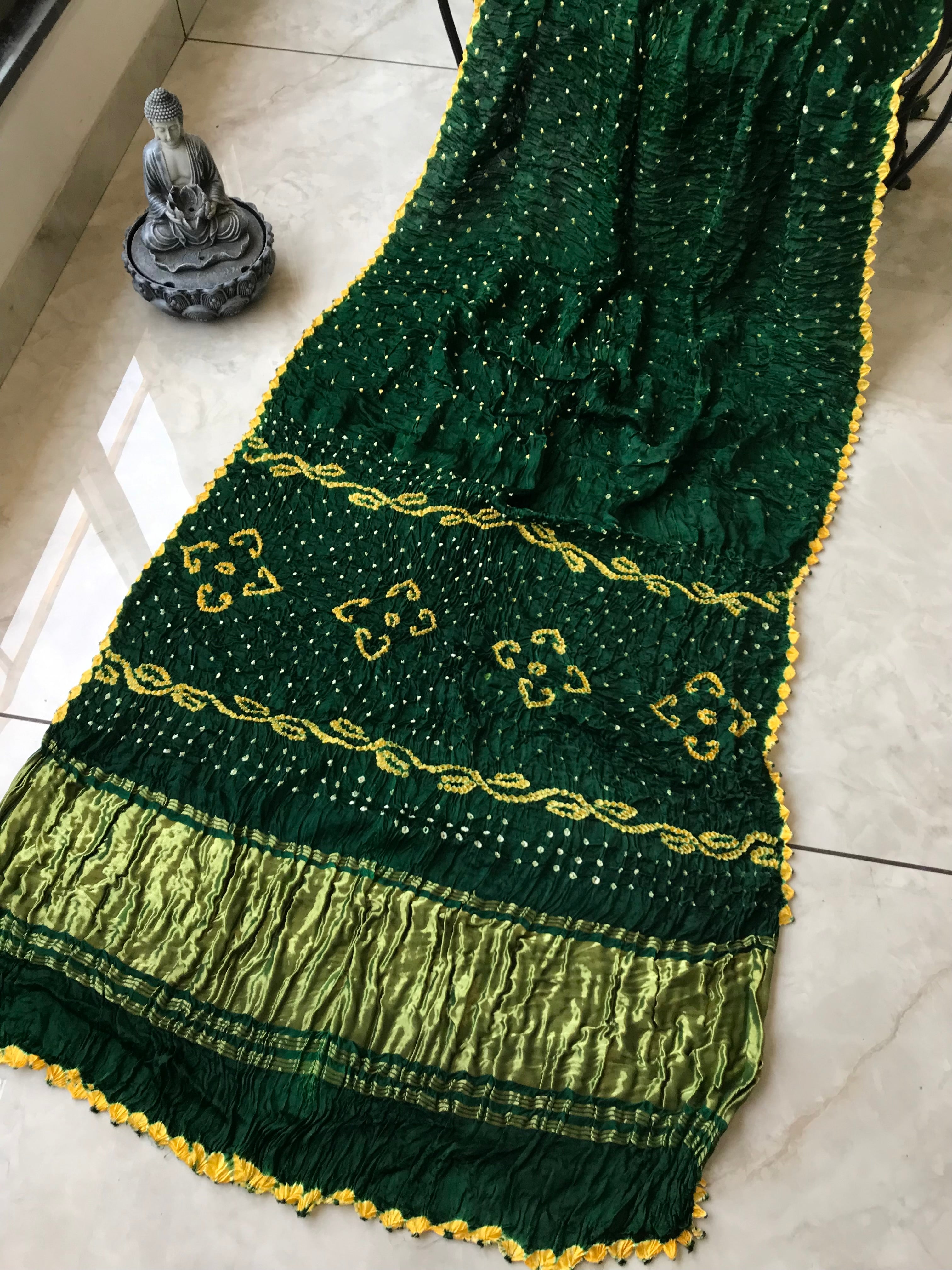 Bottle green Bandhini 104 saree