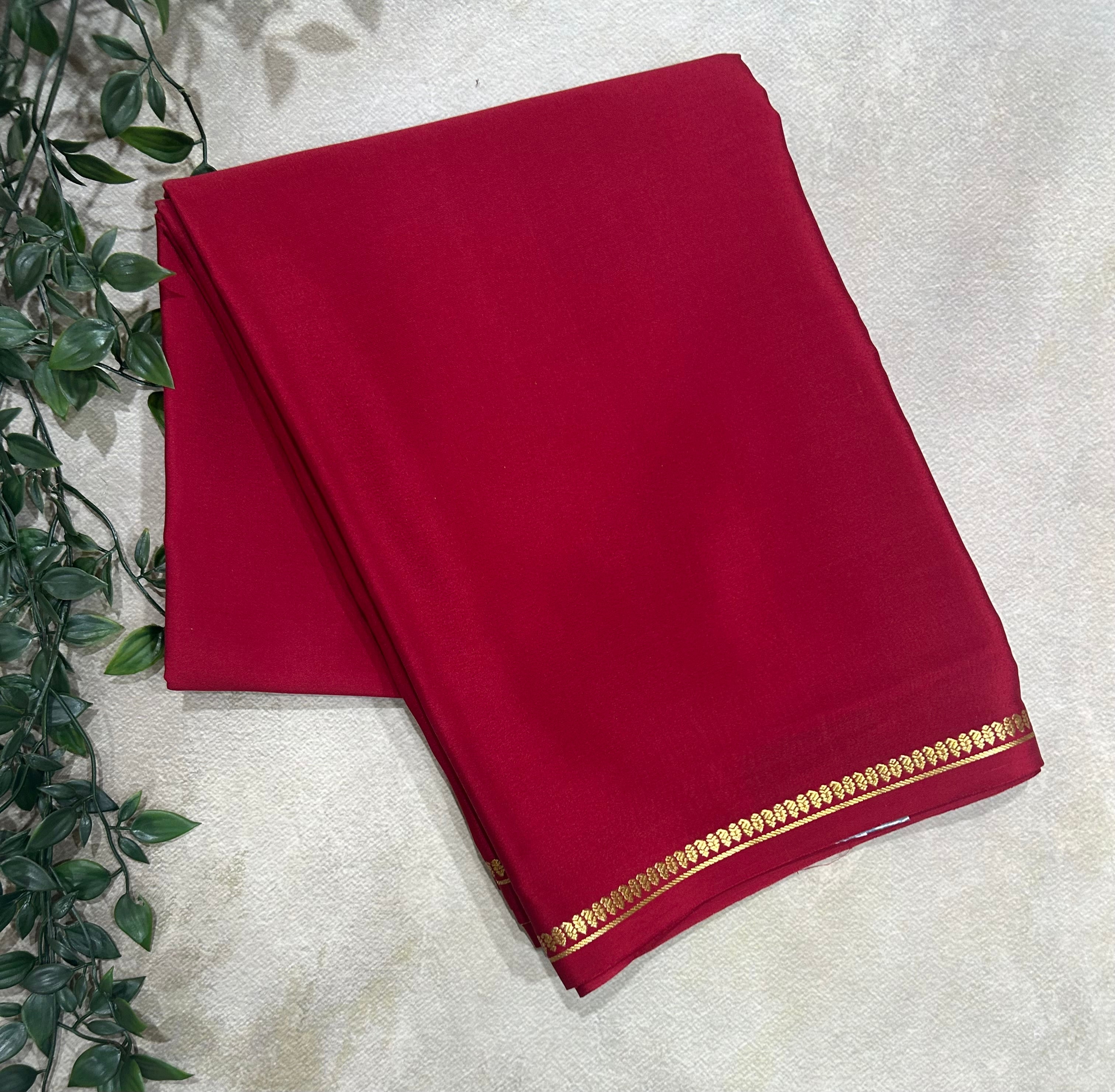 Maroon half inch border pure Mysore silk 102 saree