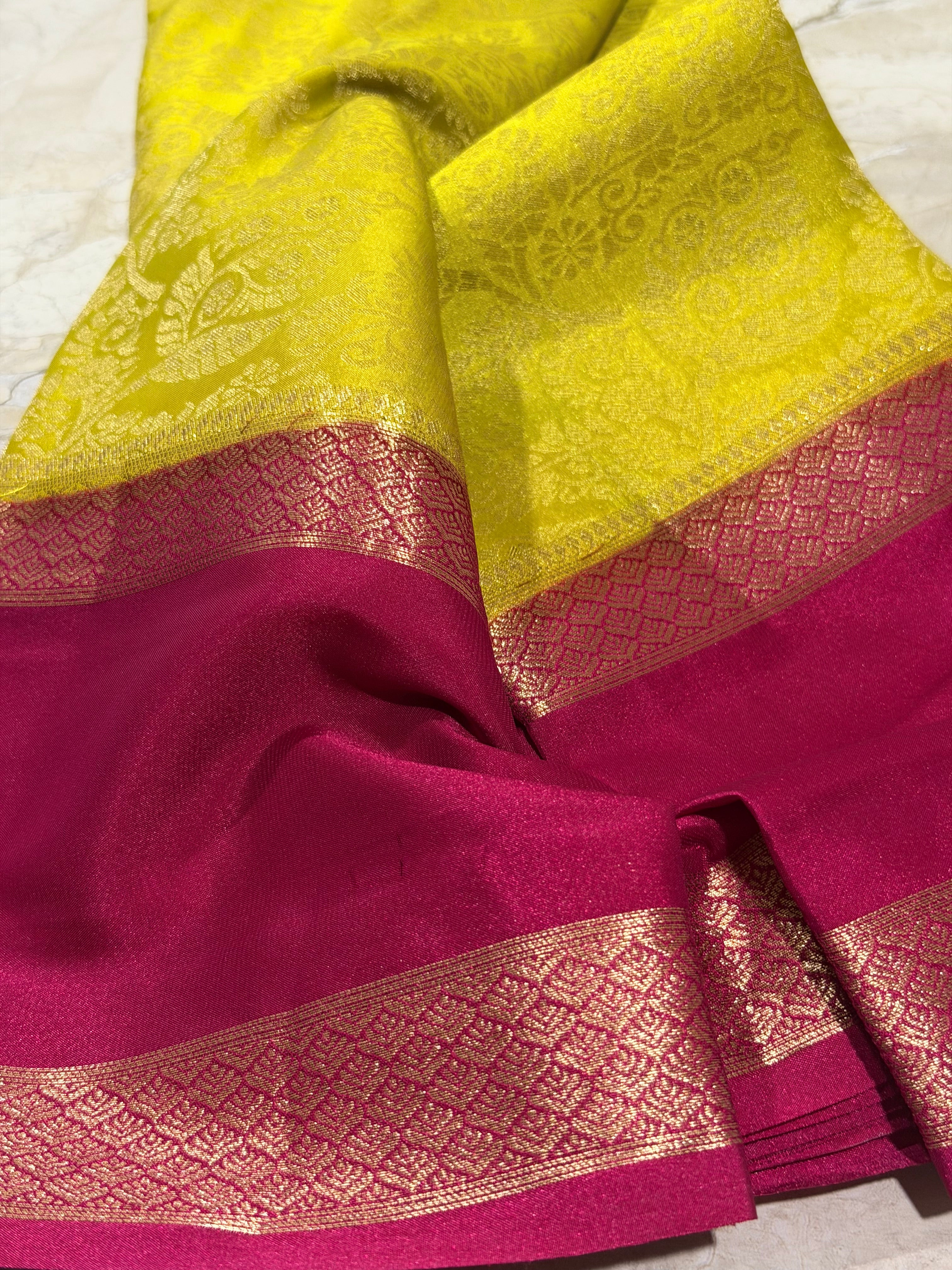 Yellow Brocade Semi Mysore Silk Saree 108 (Copy 2)