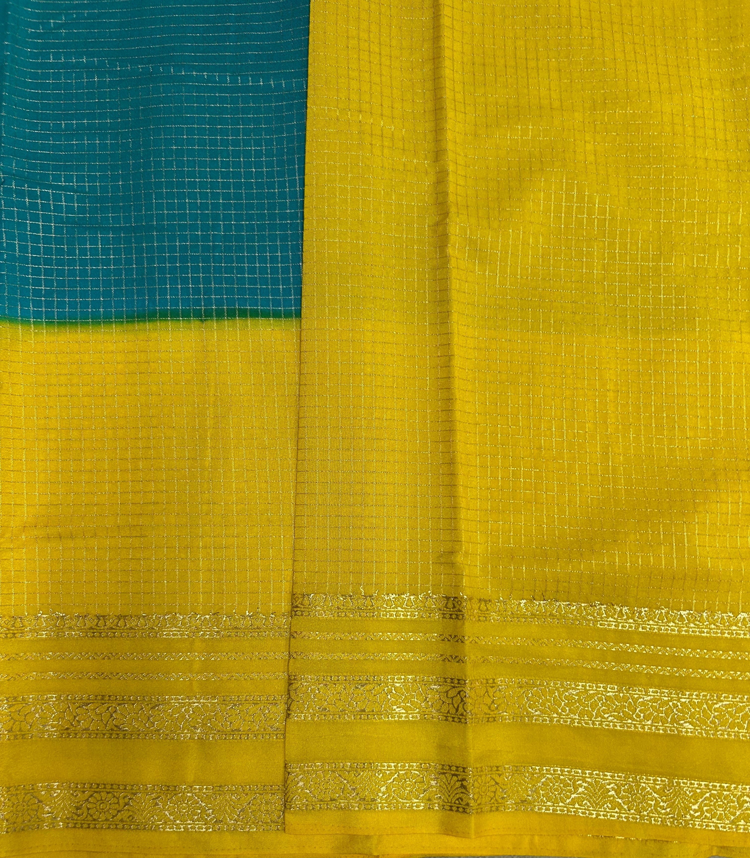 2D small checks semi Mysore Silk Saree