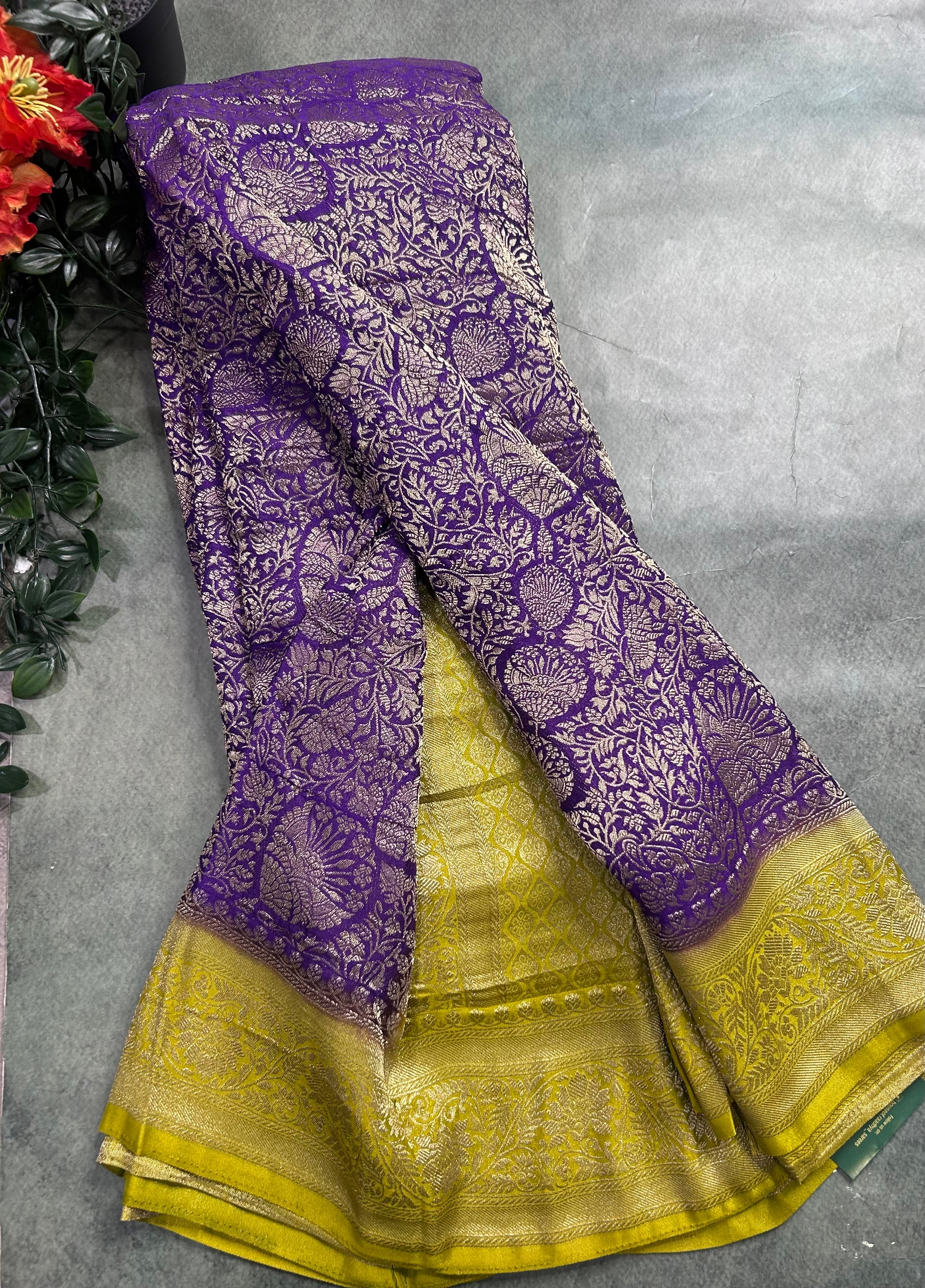Purple brocade semi georgette 105 saree