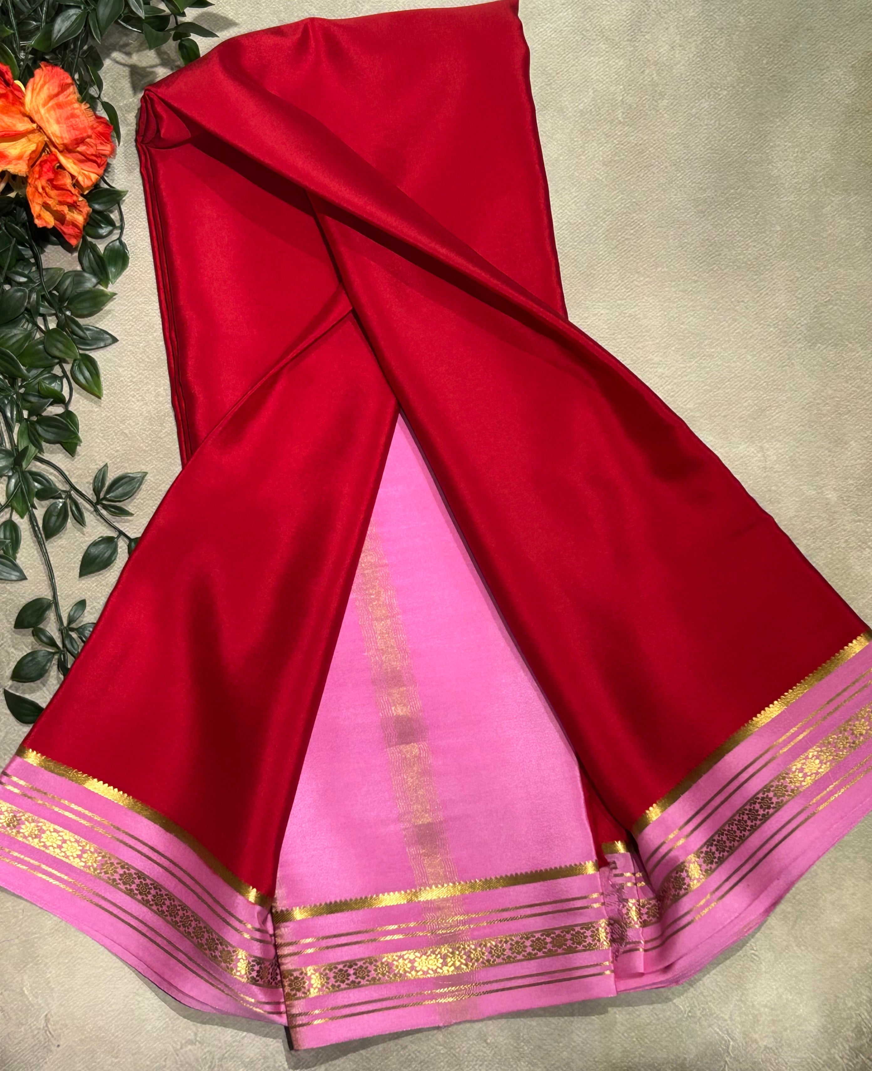 Red stripes border pure Mysore silk-103 saree