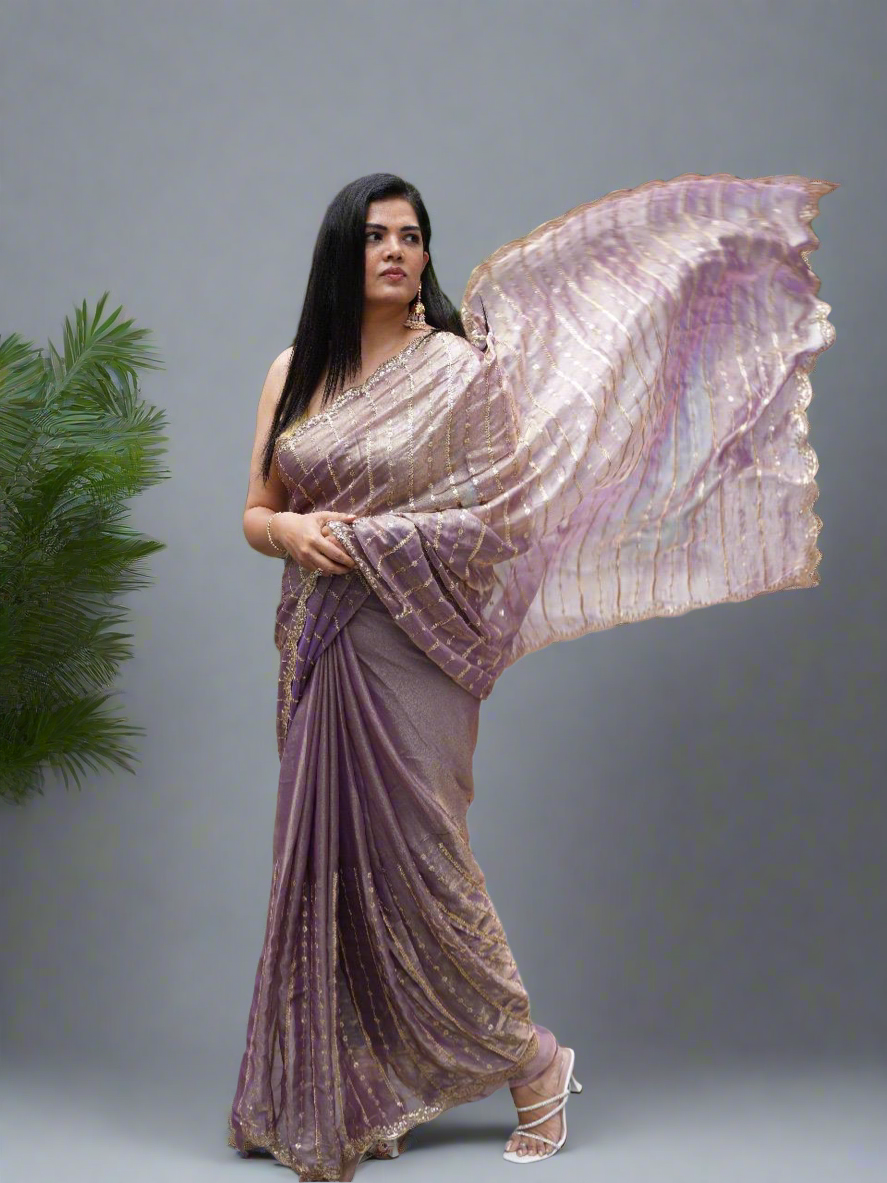 Elegant Organza Tissue Party Wear Saree | Lightweight Designer Saree for Weddings & Festive Occasions(organza tissue-09)