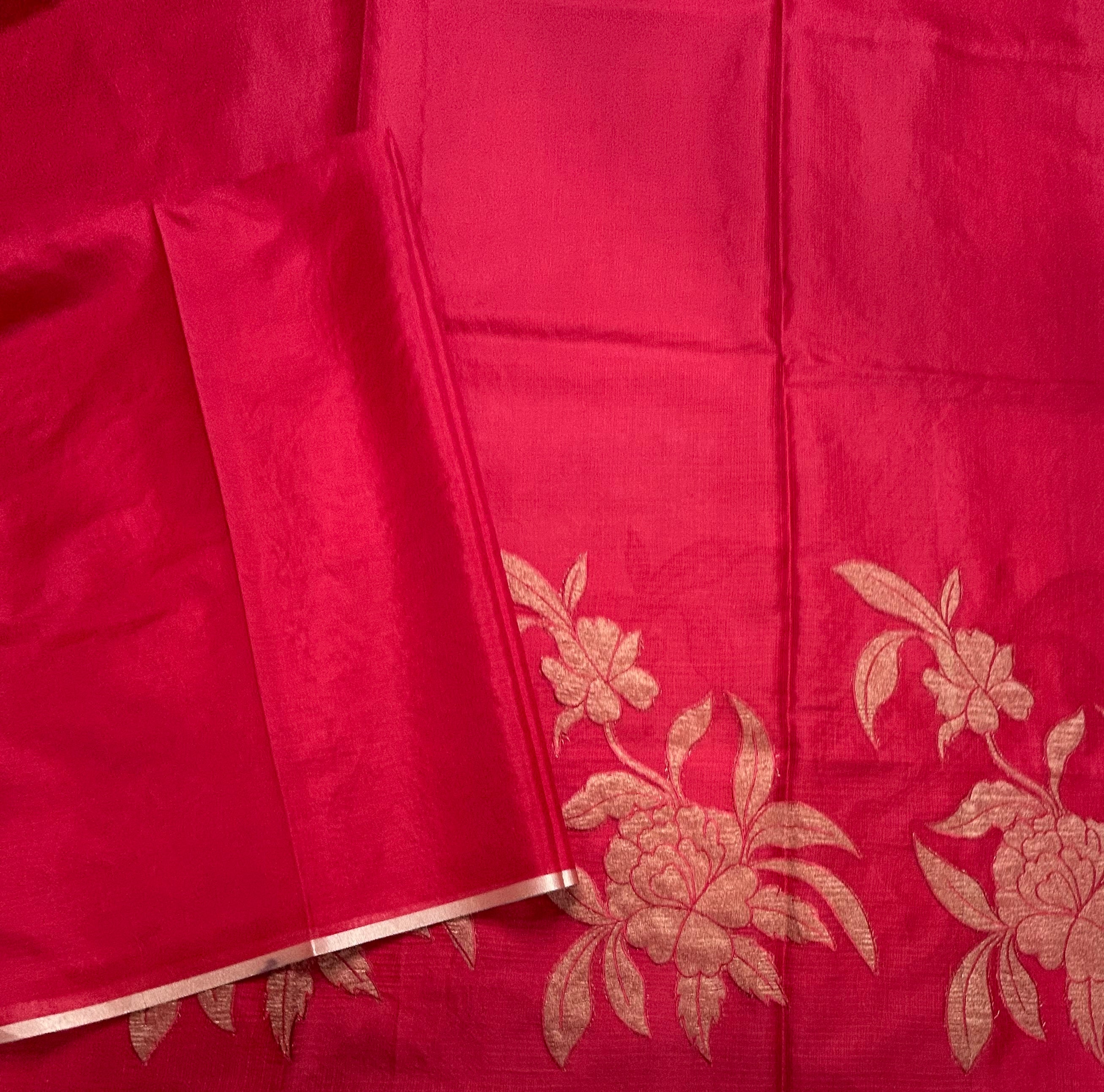 Red kota checks appliqué work 106 saree