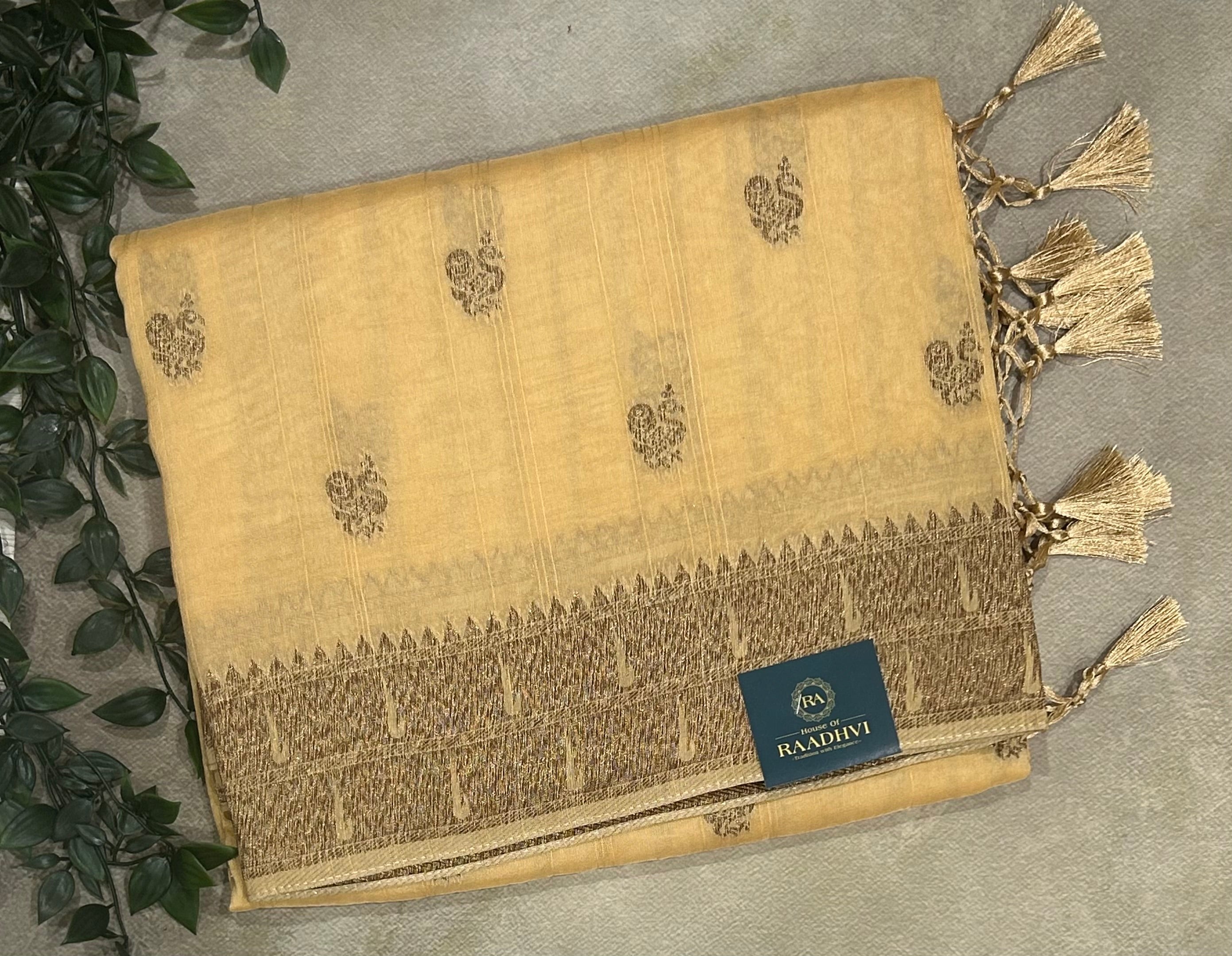 Cream small Butta tussar georgette-102 saree