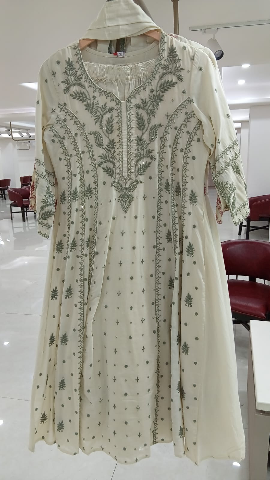 White And blue l Cotton Anarkali Kurtha  151