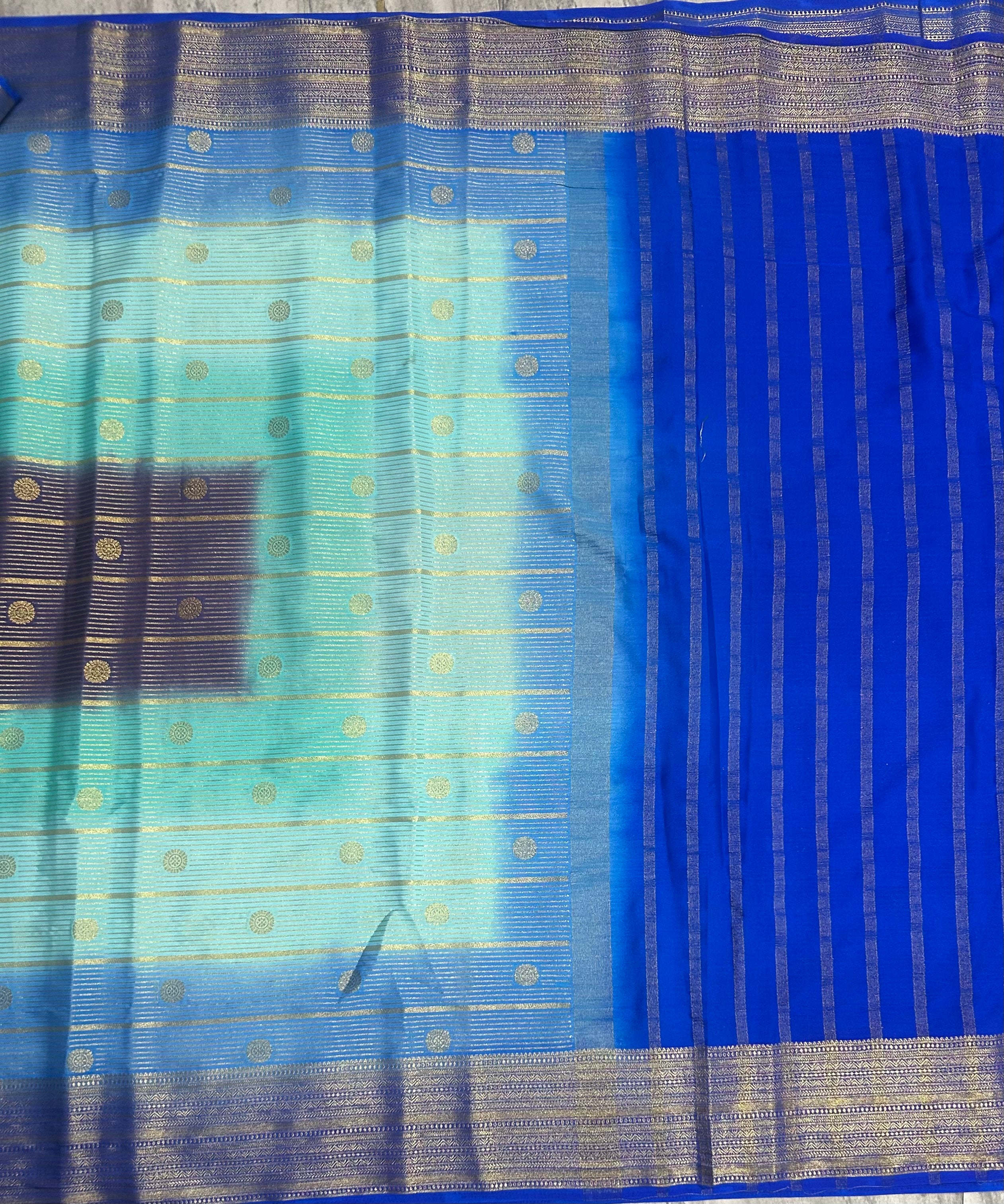 Rankart stripes n Butta semi Mysore silk saree