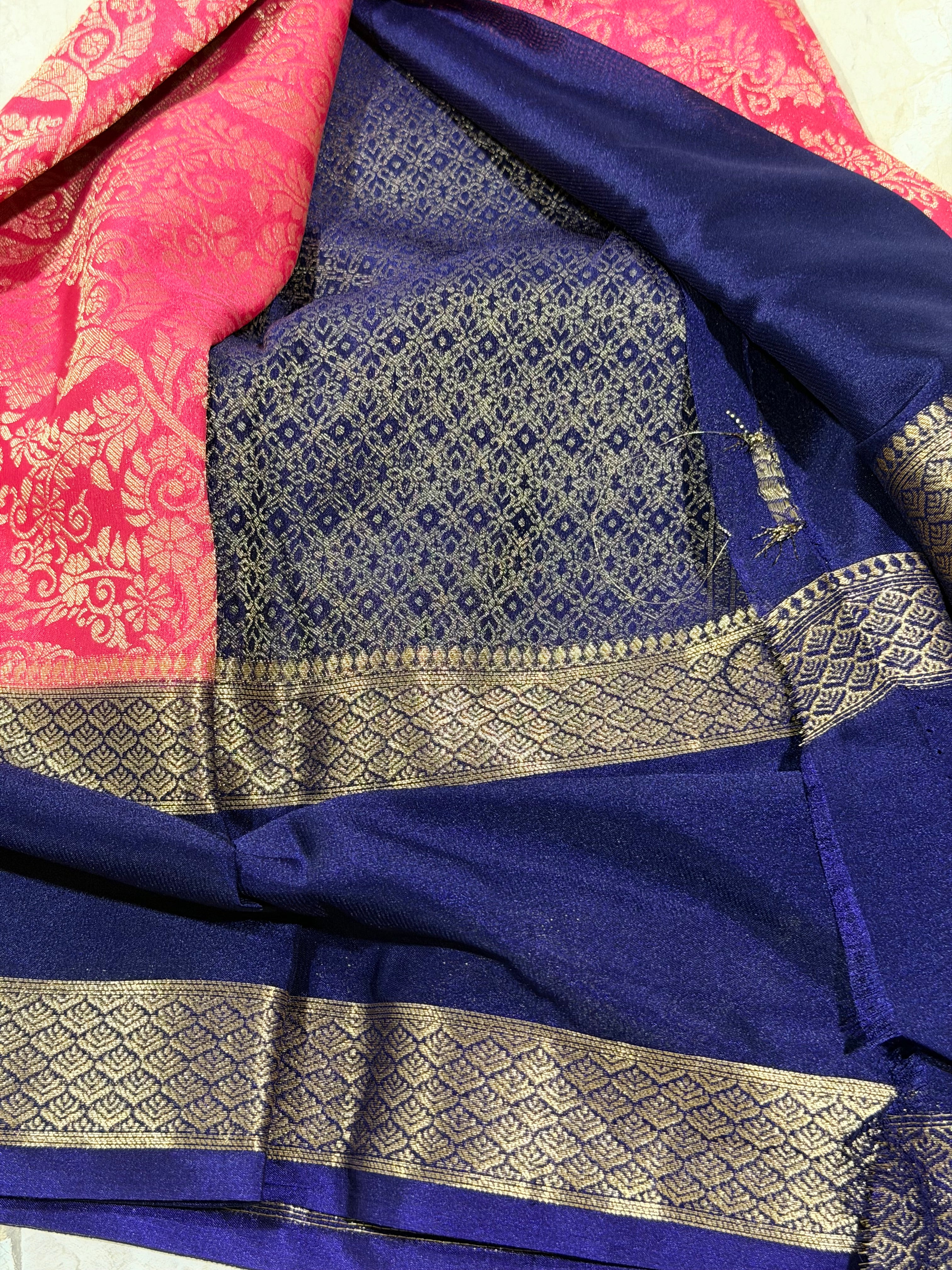 Pink Brocade Semi Mysore Silk Saree 108 (Copy 5)