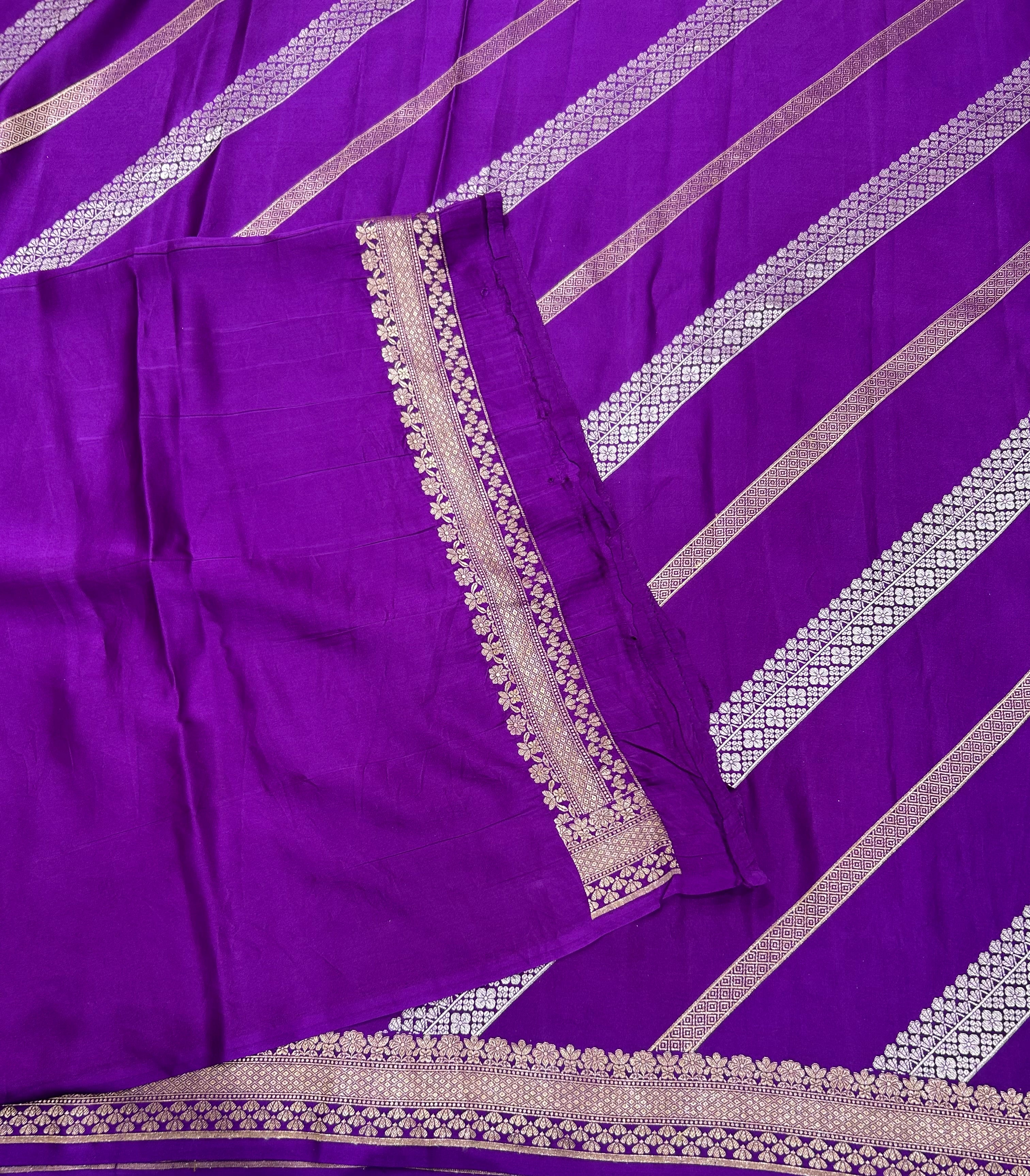 Purple stripes pure mushru silk 106 saree