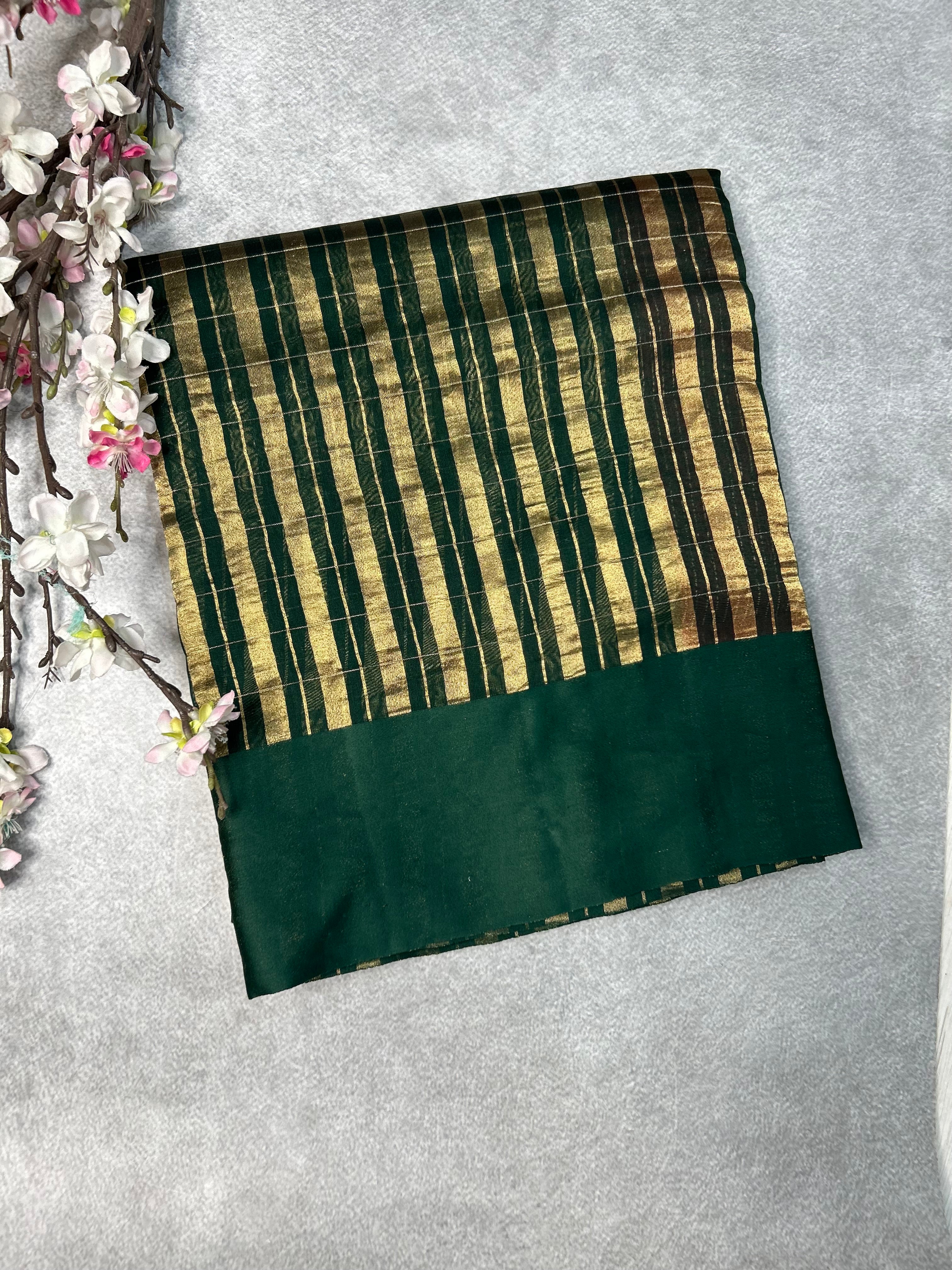 Green  Pure organza tissue saree 101