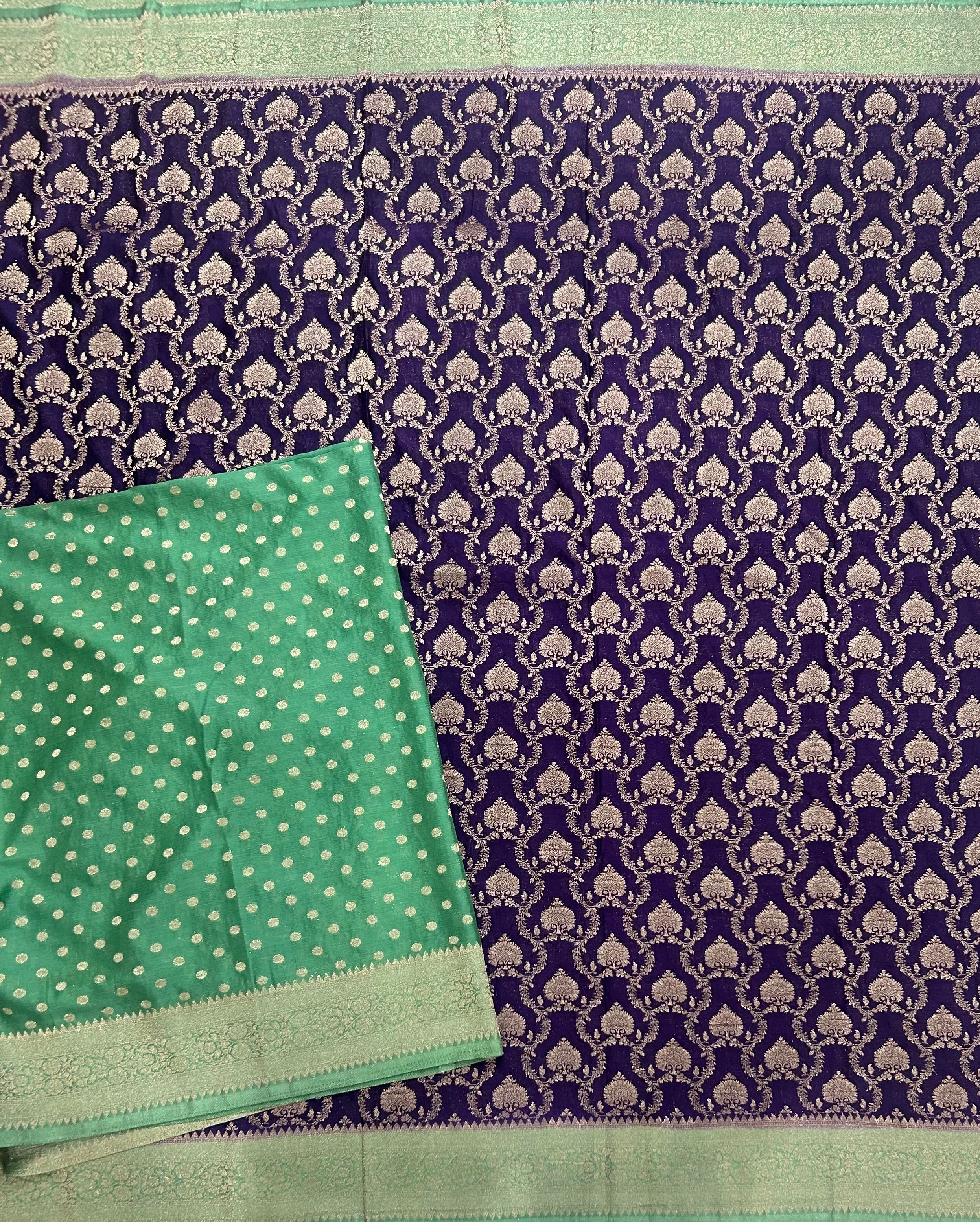 Purple contrast Jaal brocade semi georgette 104 saree