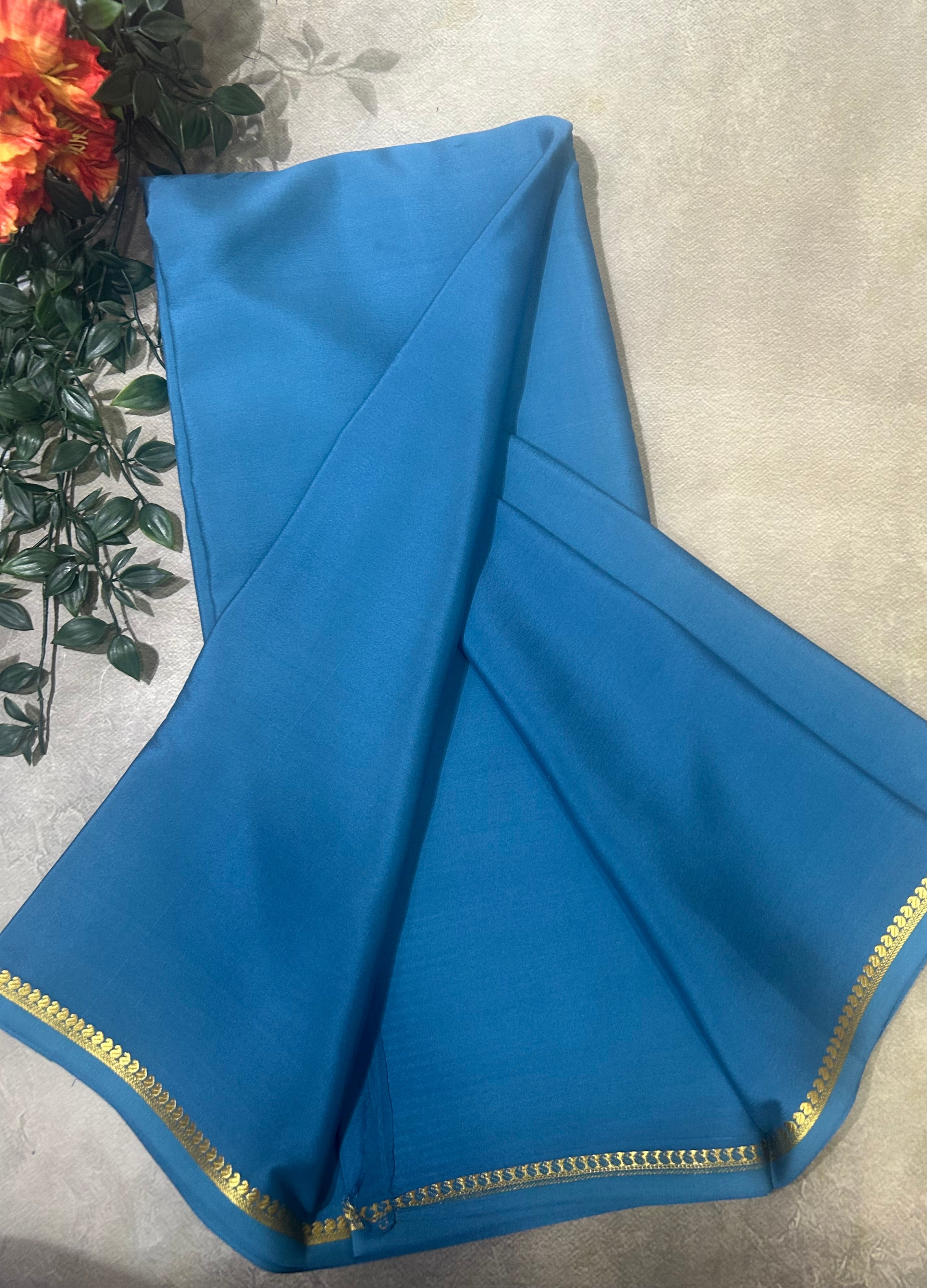 Pastel blue small border pure Mysore silk 103 saree