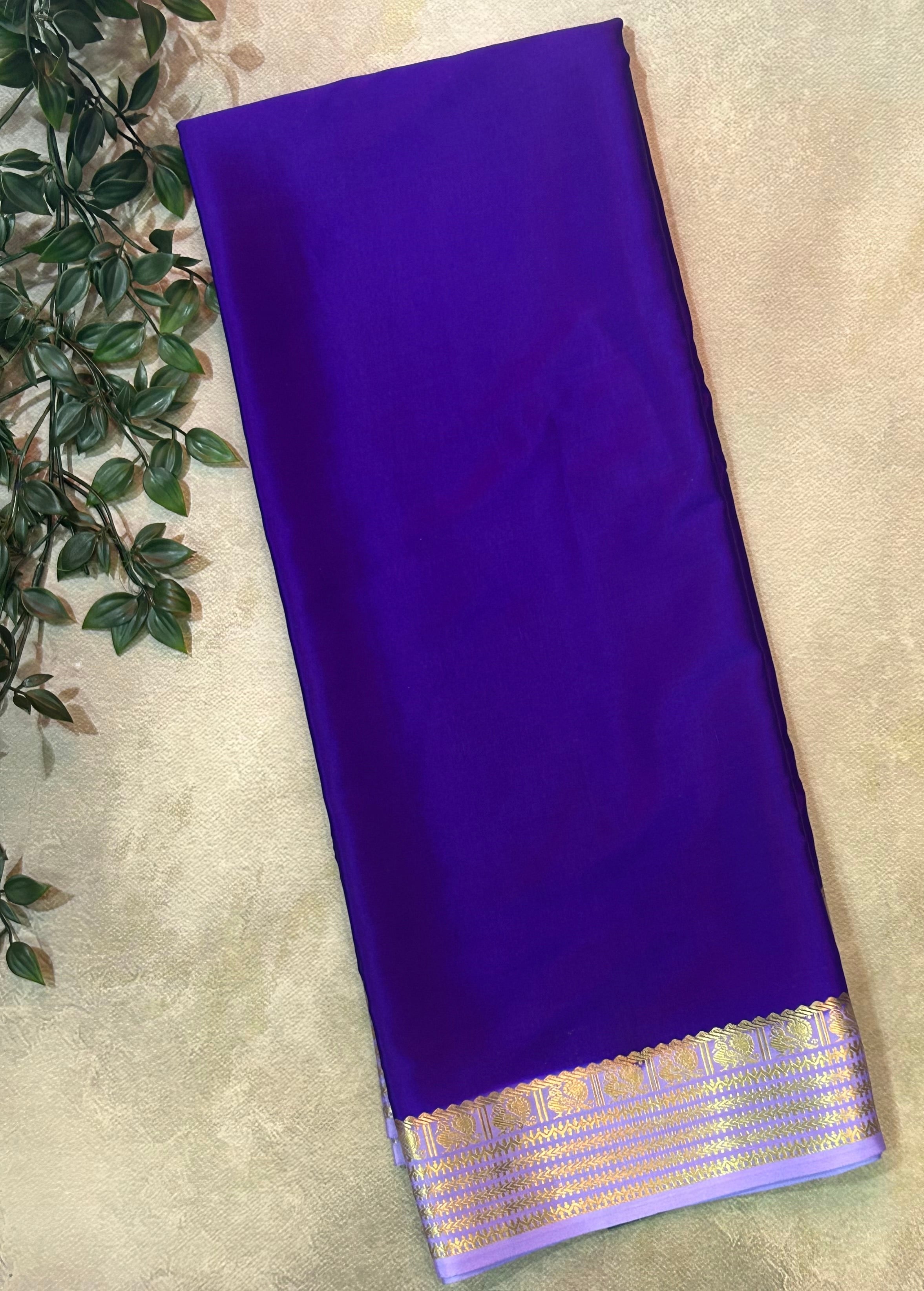 Purple n lilac stripes pure mysore silk-12 saree