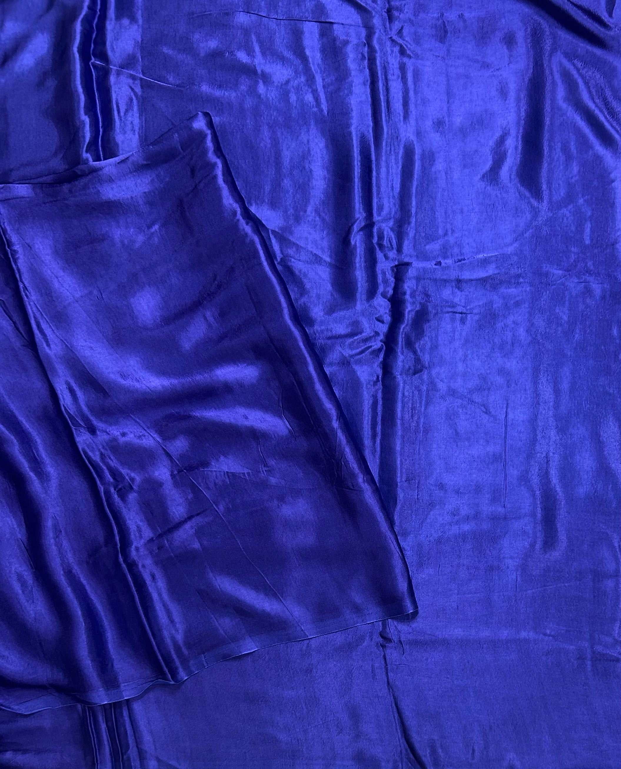 Blue plain borderless modal silk 104 saree