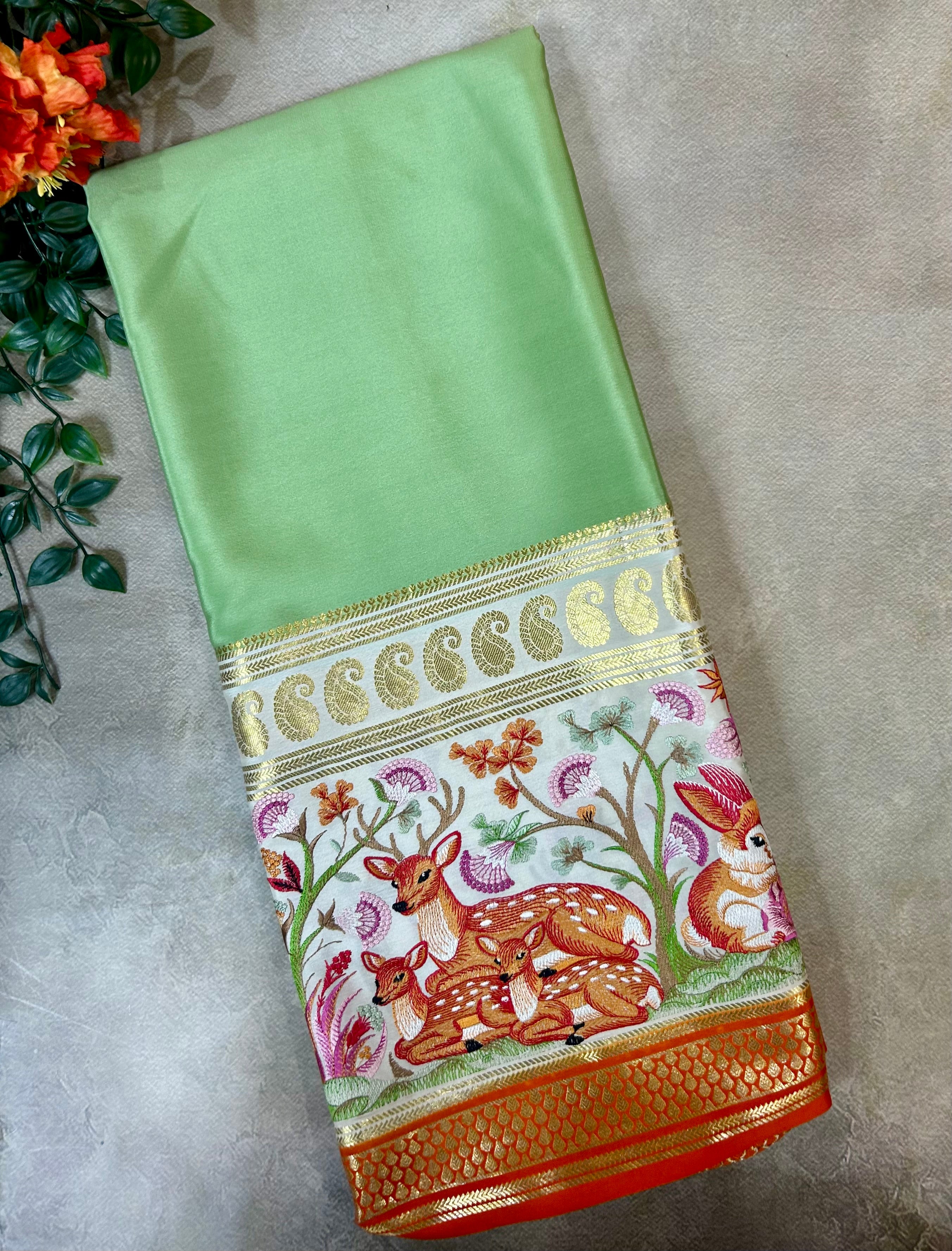 3D embroidery  pure mysore silk-104 saree