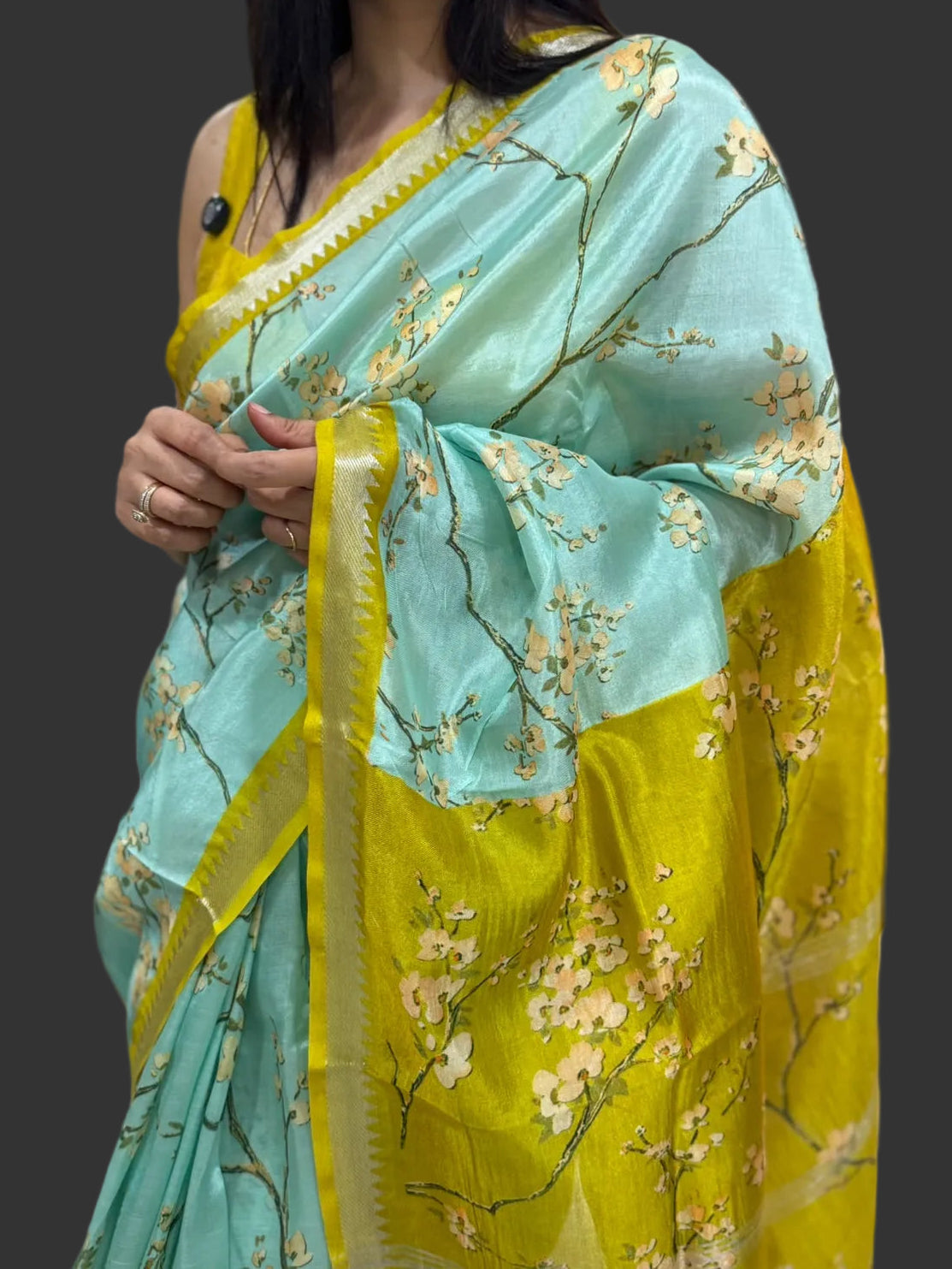 Sea green digital print pure mangalagiri 106 saree