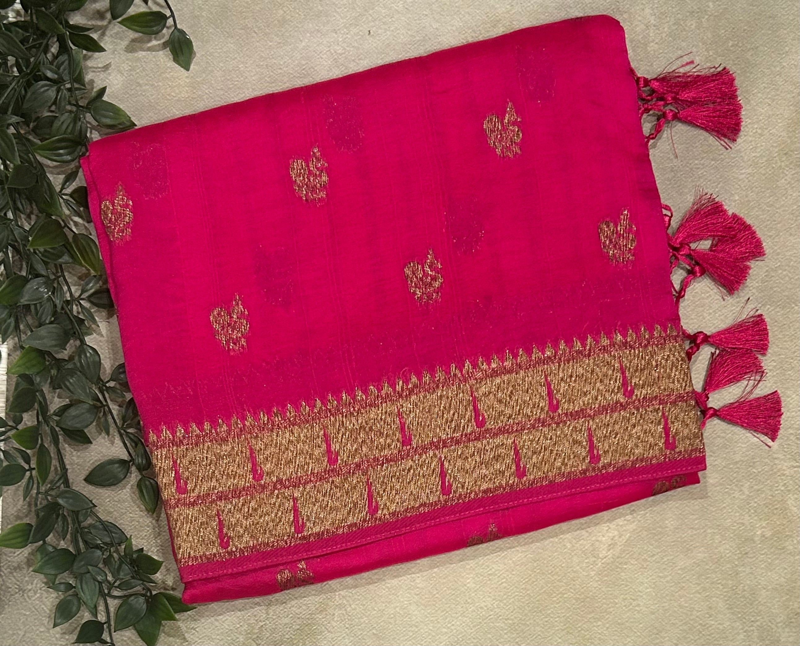 Pink small Butta tussar georgette-102 saree