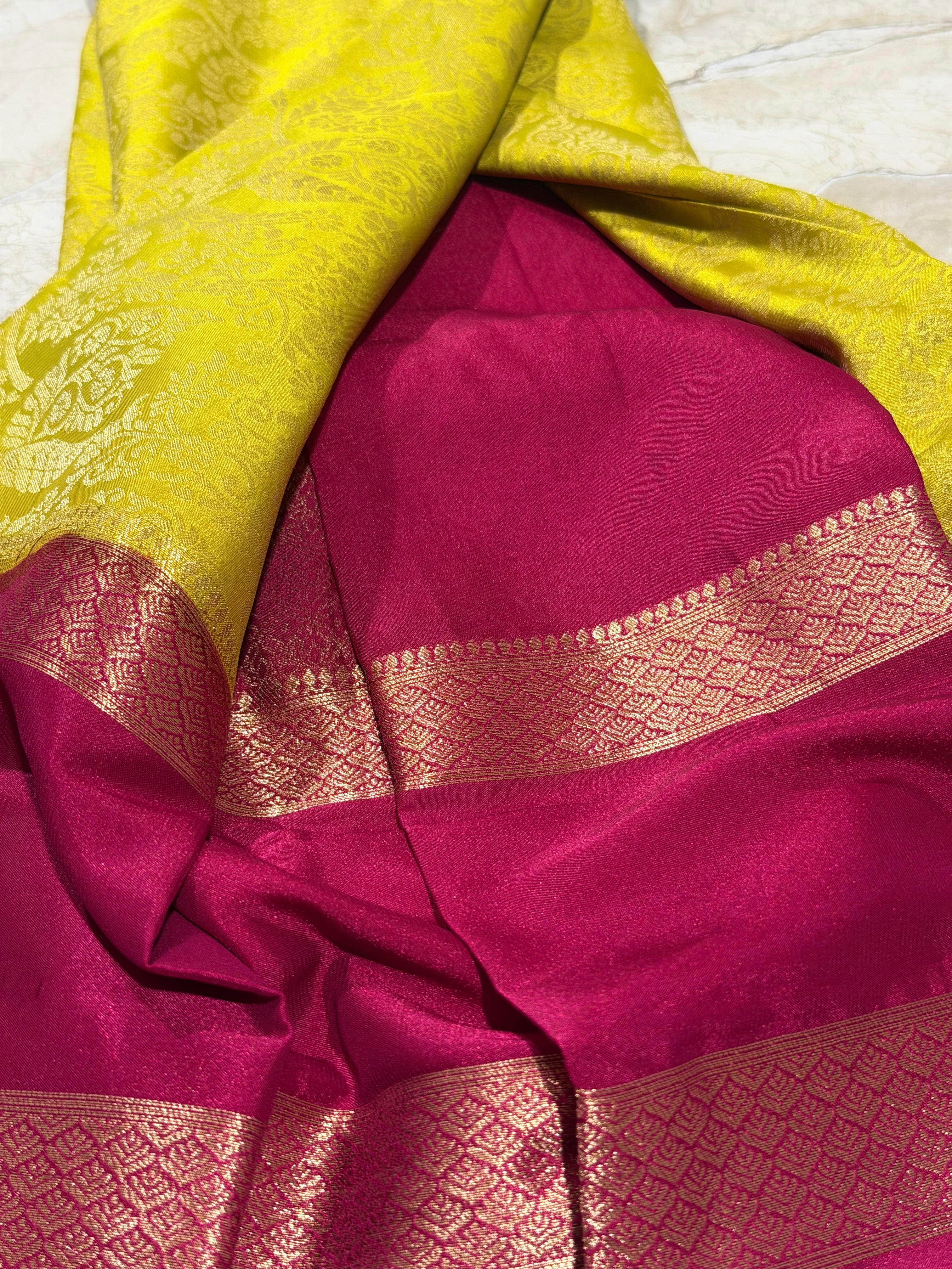 Yellow Brocade Semi Mysore Silk Saree 108 (Copy 2)