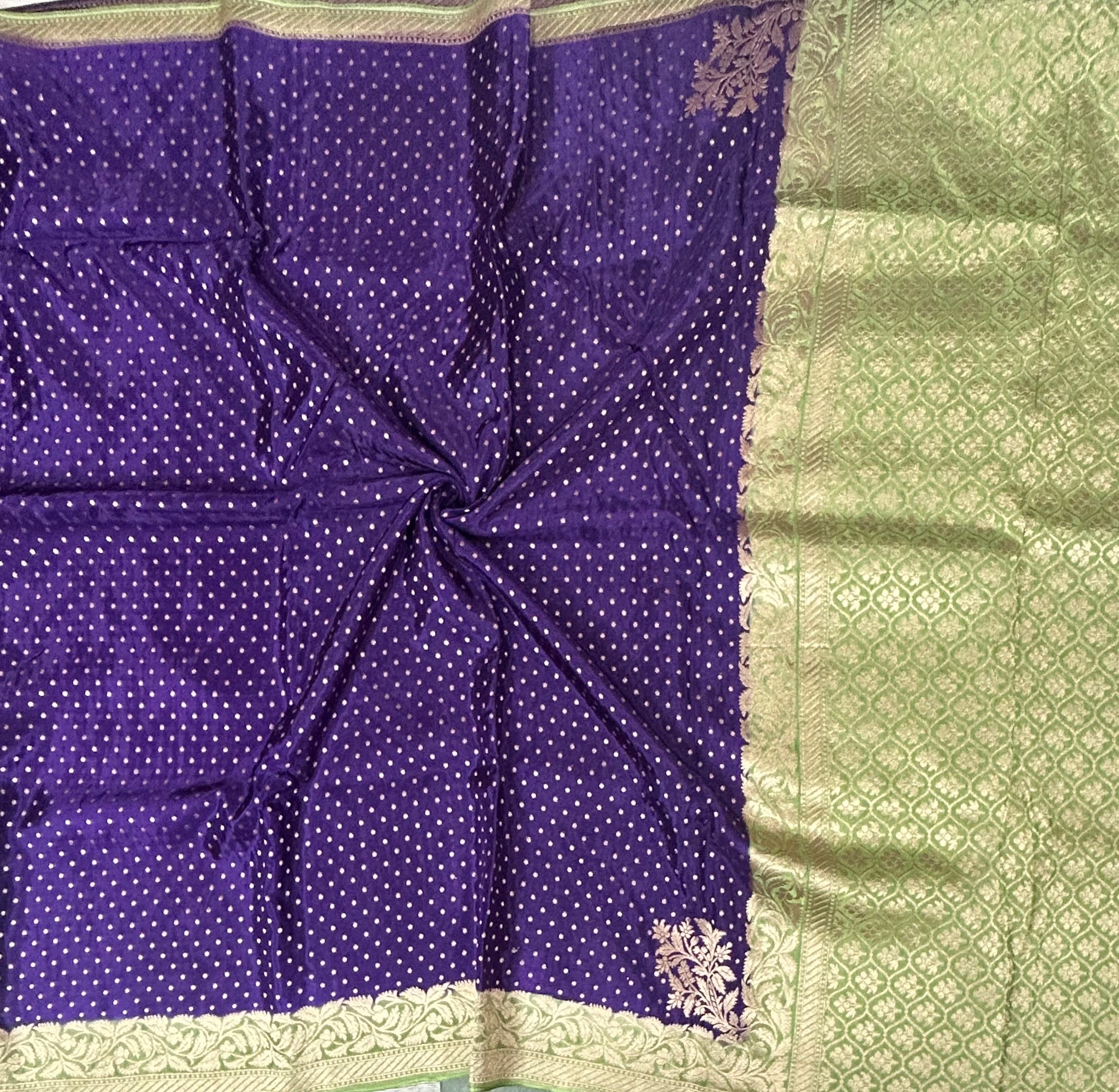 Purple  small Butta satin crepe-12 saree