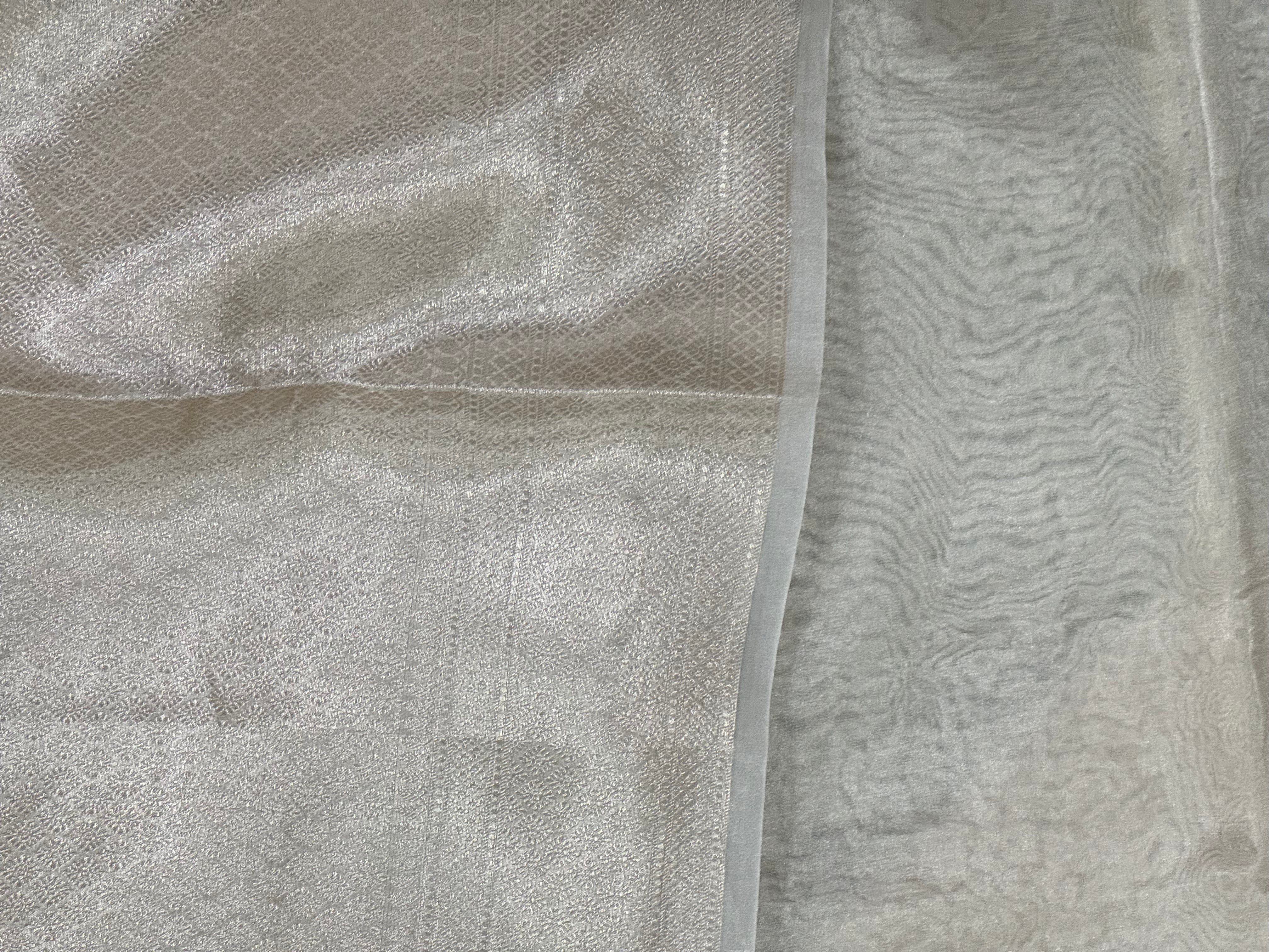 Silver 01 plain pure tissue saree