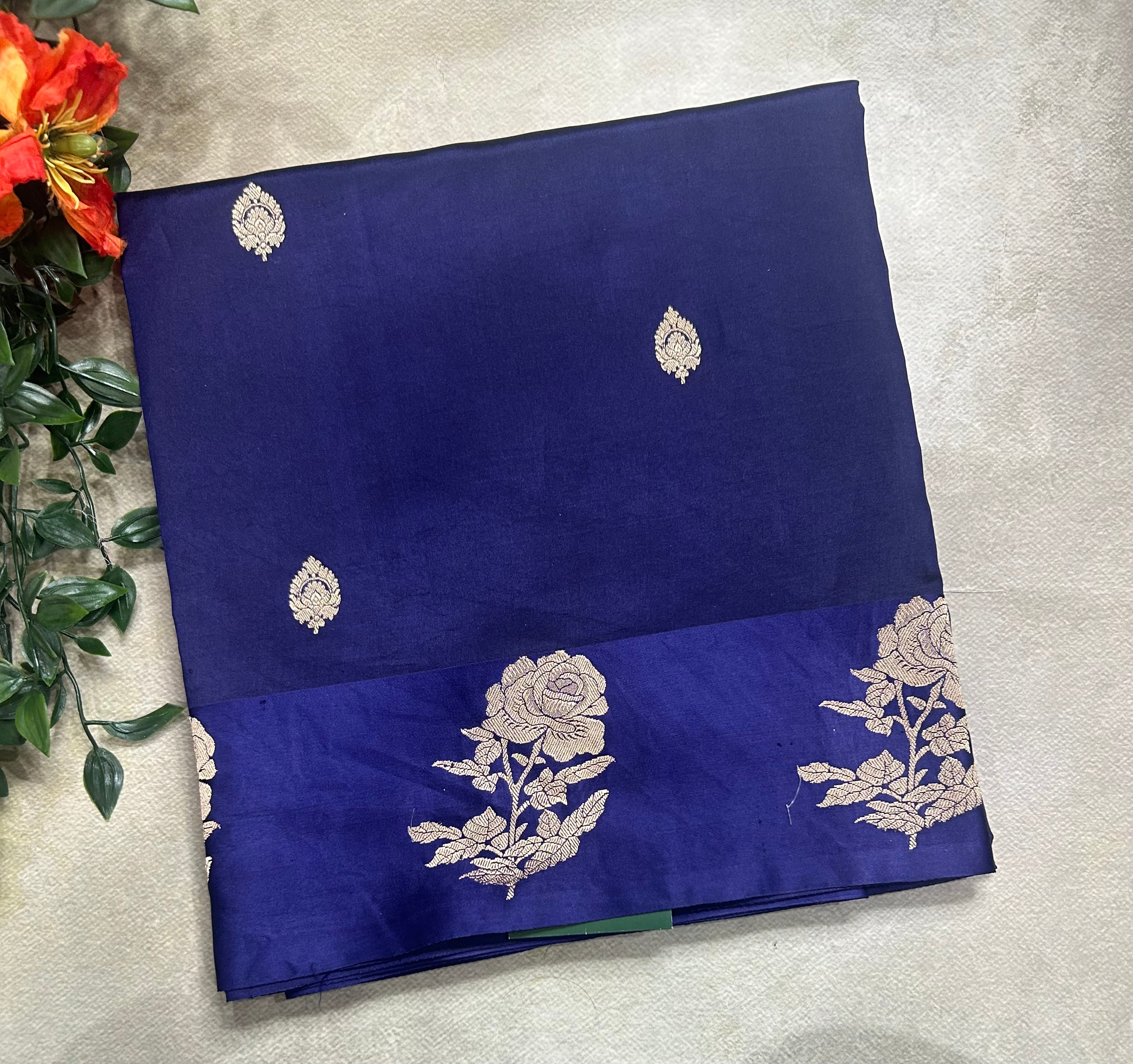 Blue benarasi lightweight silk 105 saree