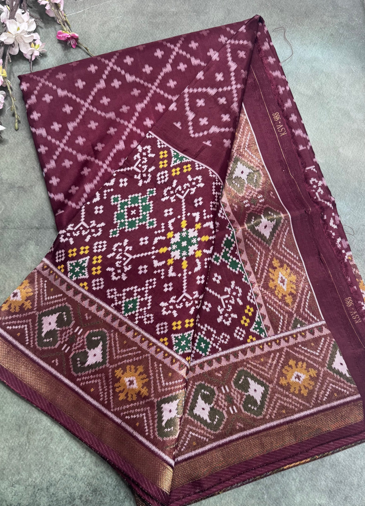 Brown small border semi patola saree 111