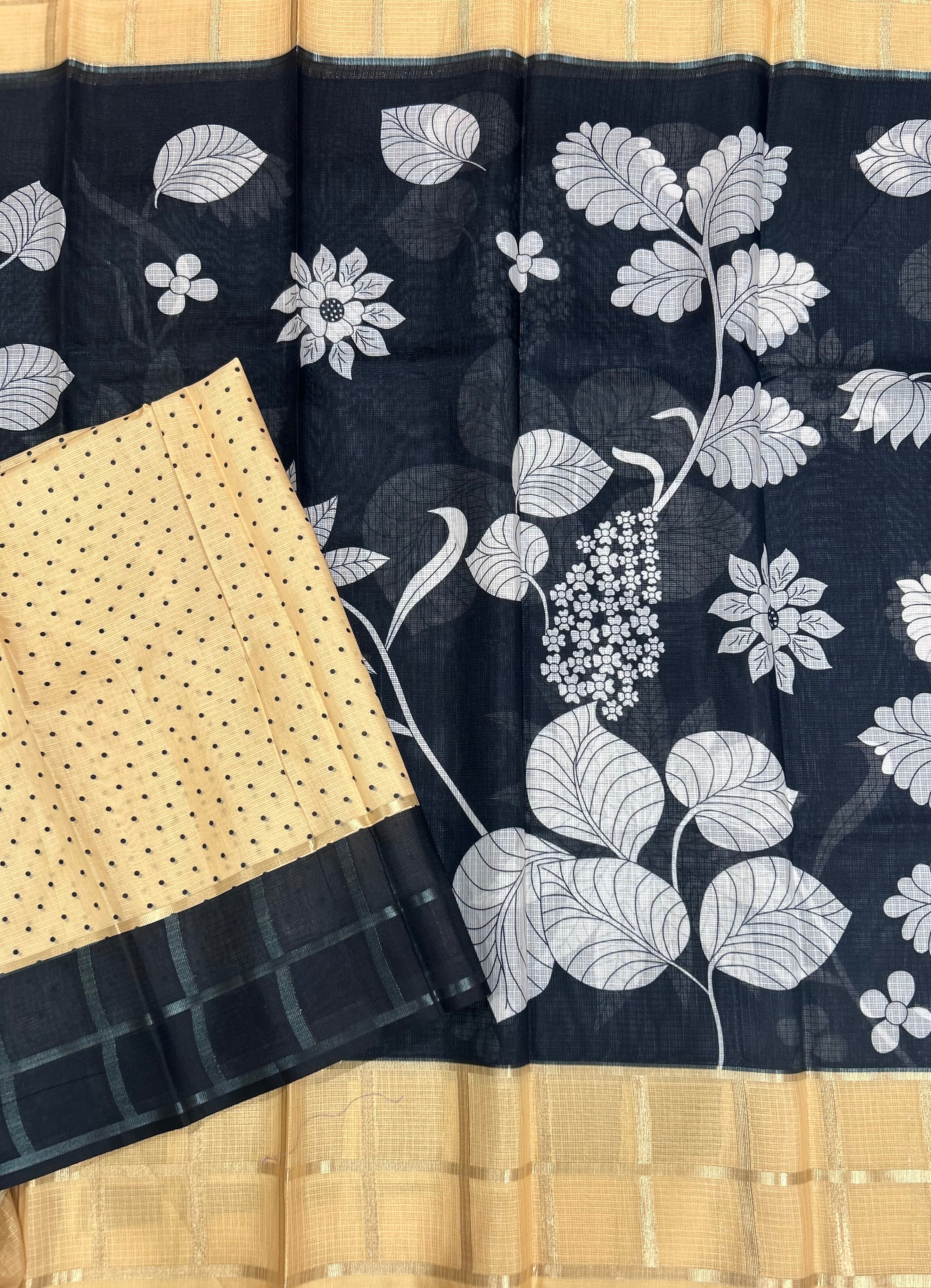 Black n peach Kota checks 103 saree