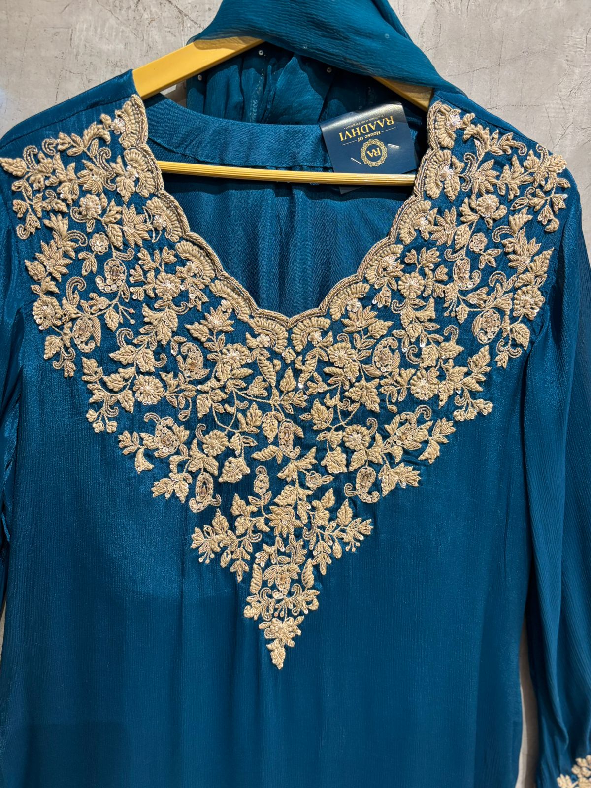 "Avani" Peacock Blue Designer Sharara party Kurtha set