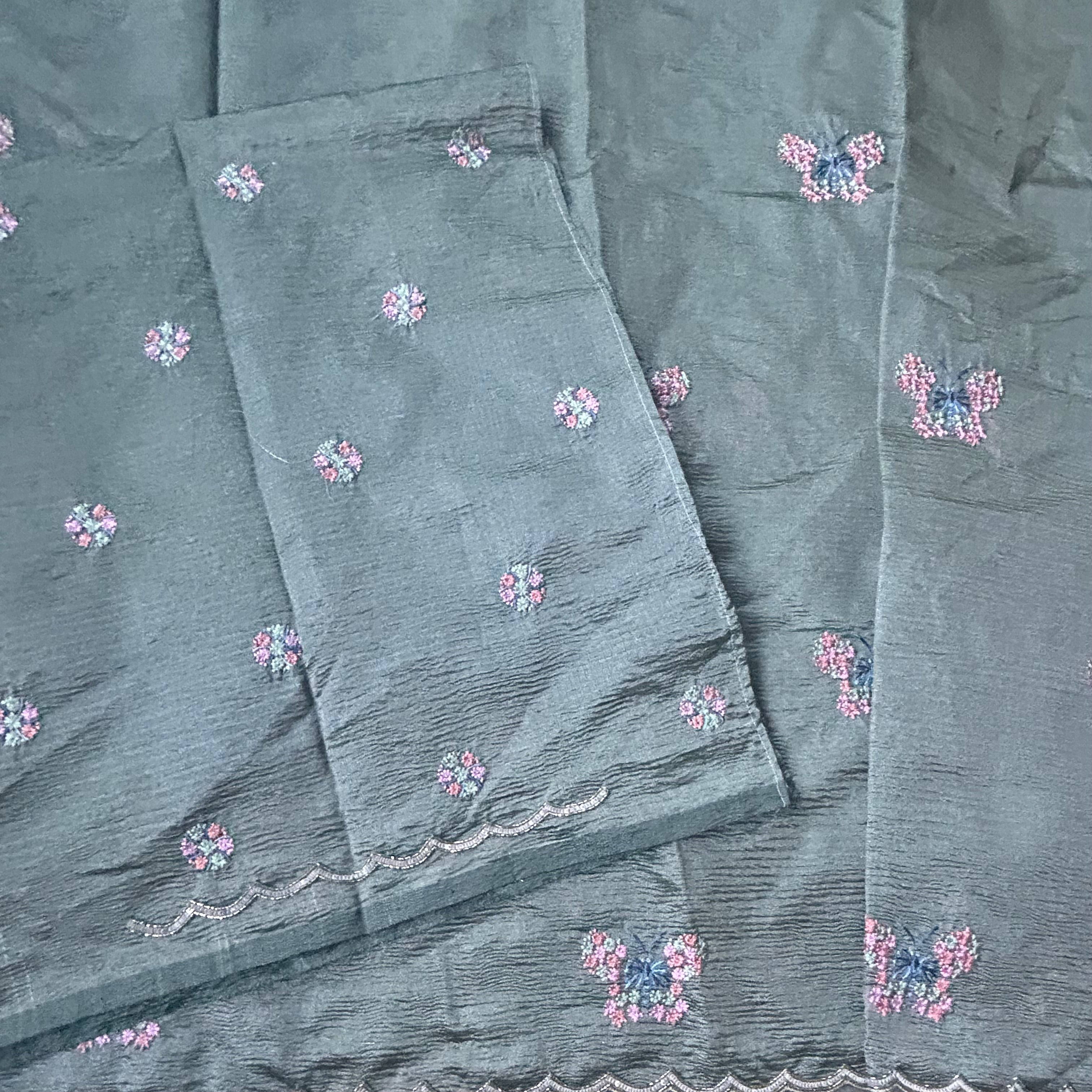 Pastel green stone work border party wear saree