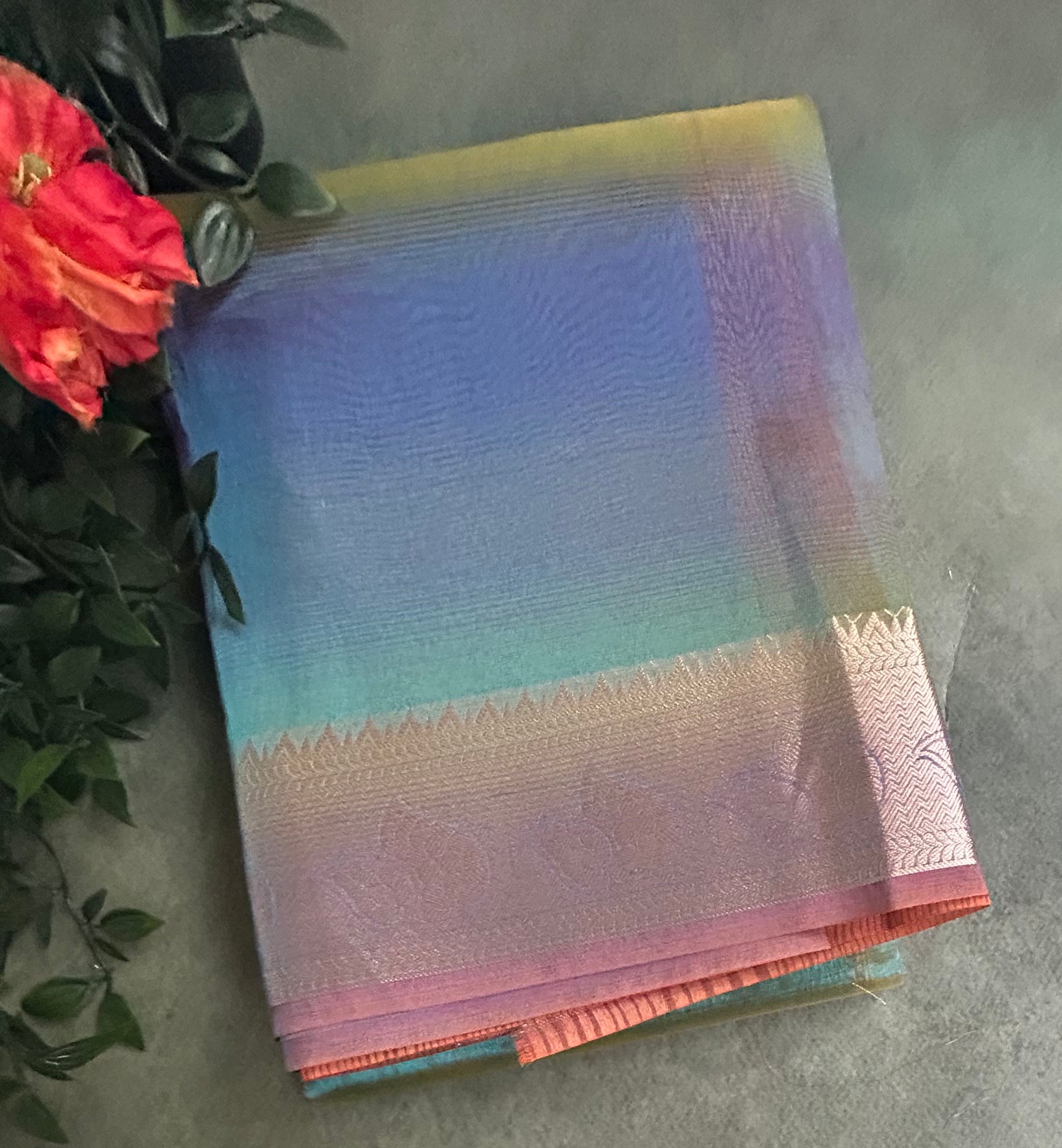 Rankart small border semi tissue saree