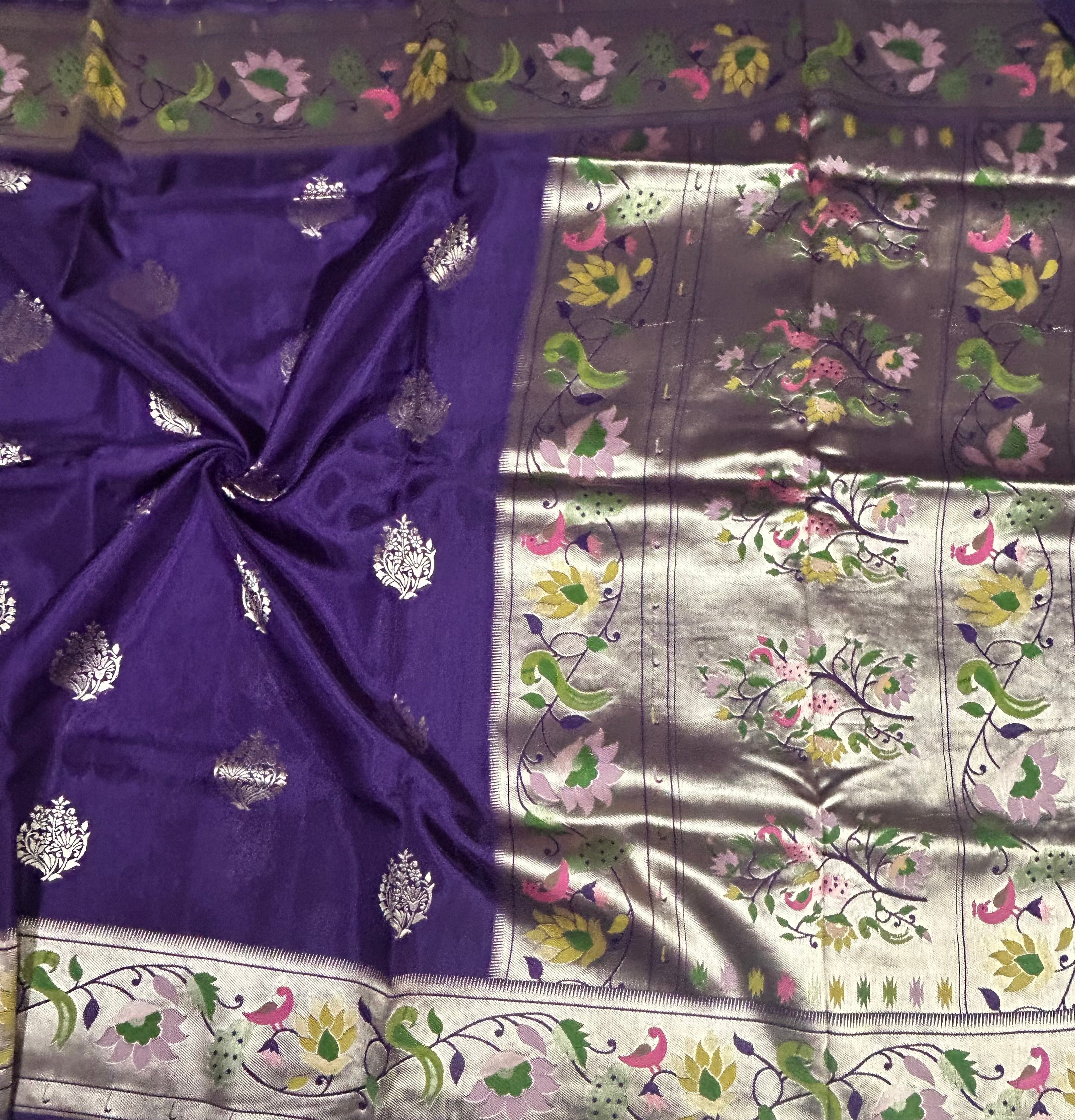 Purple Paithani border tussar crepe 105 saree