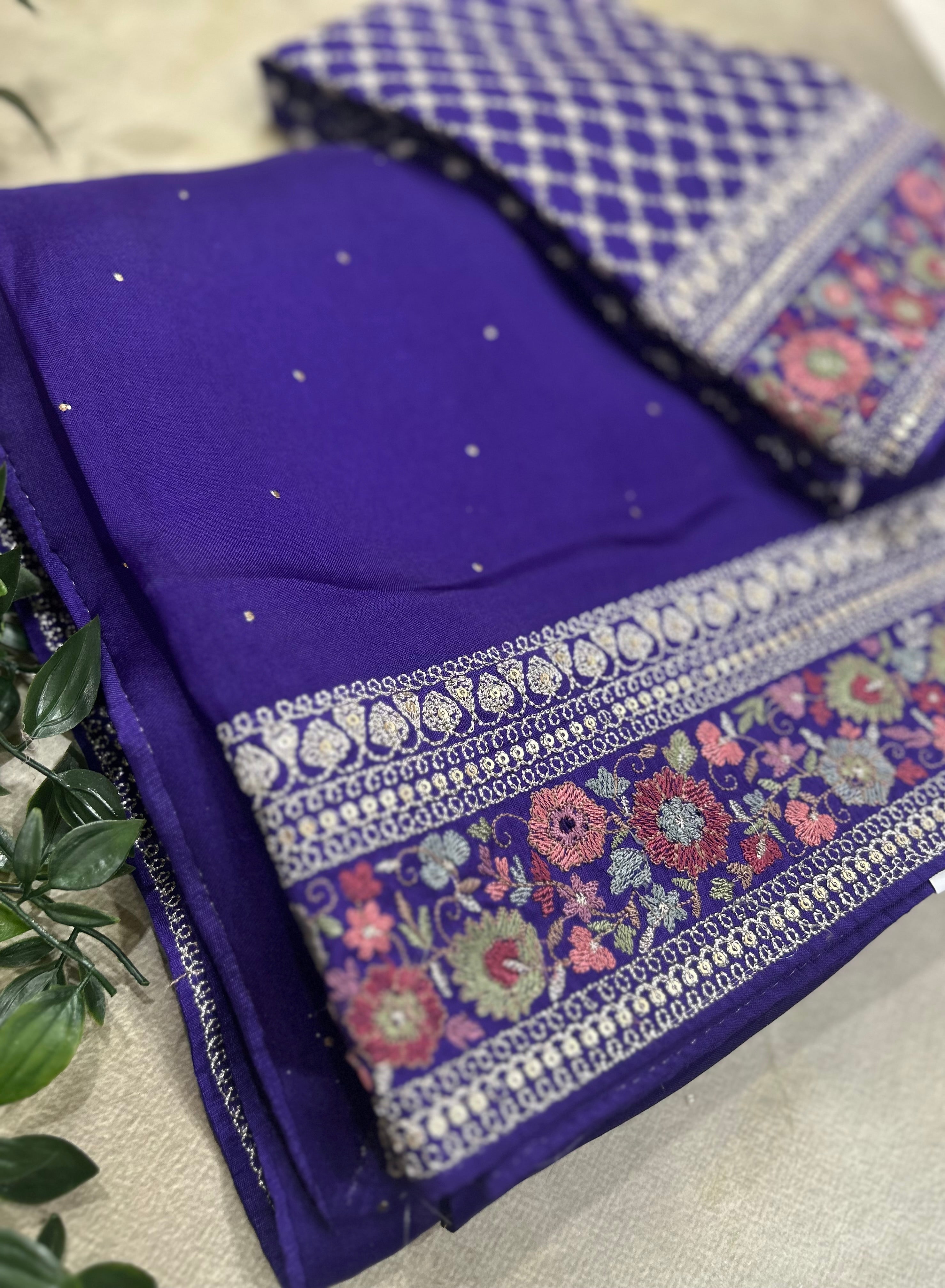 Purple rich border pure organza saree(POS106)
