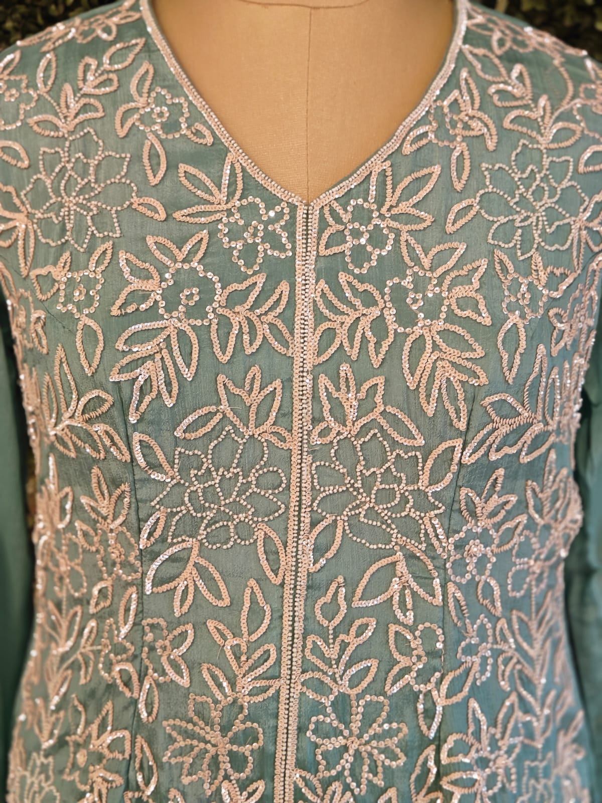 Blue Chinnon Hand Embroidery Sharara Kurtha 301