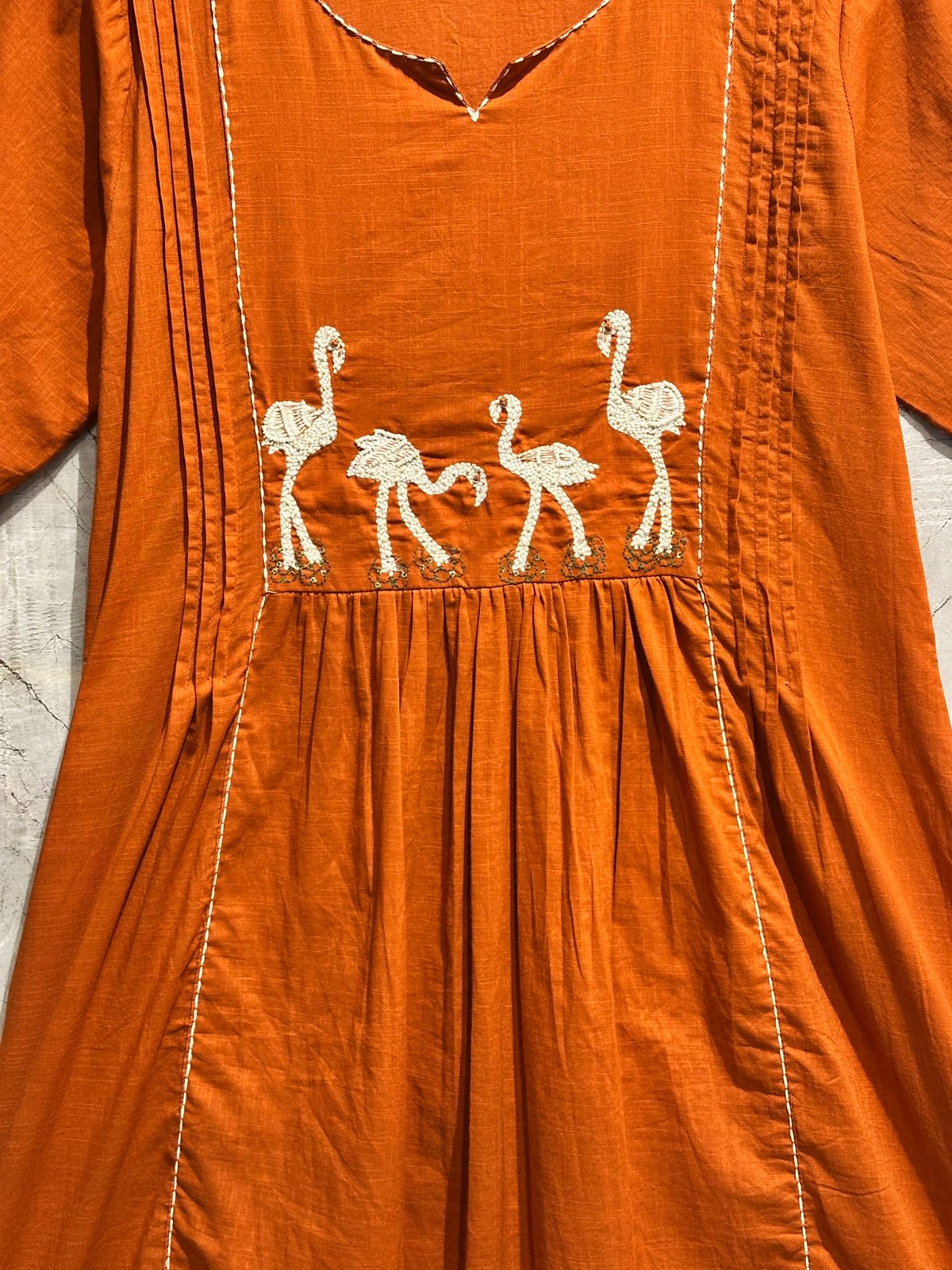 "Fami" Orange Mul Cotton Faminglo Kurtha 0011 set