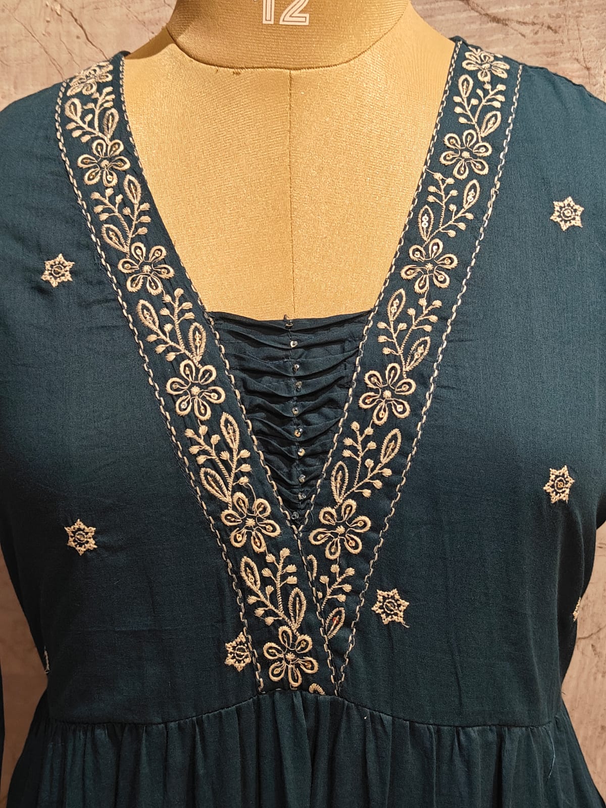 Navy Blue Cotton Thread Embroiedry Anarkali  Kurtha