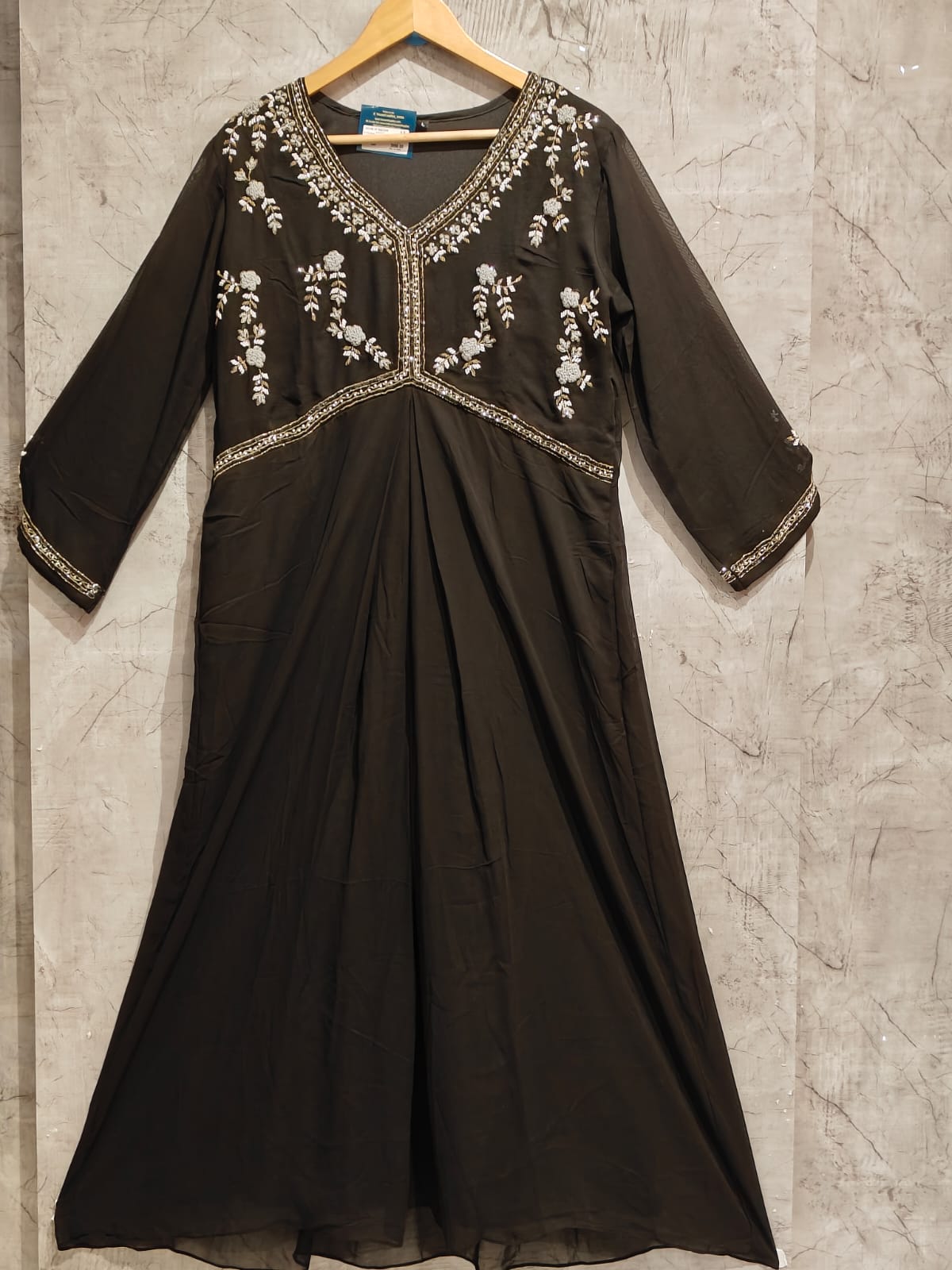 "Kali" Black Anarkali Airline Kurtha wit Handwork