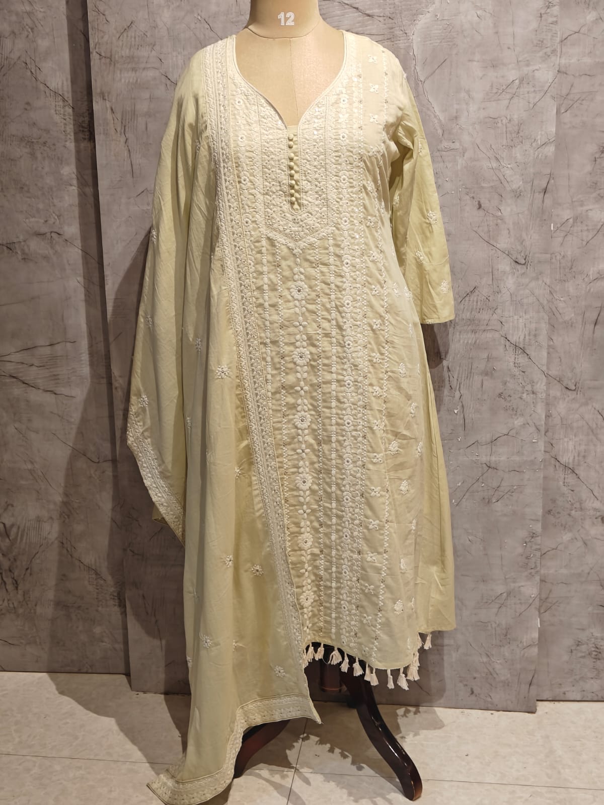 Lemon Yellow Cotton Hakkoba Work Airline Kurtha 459