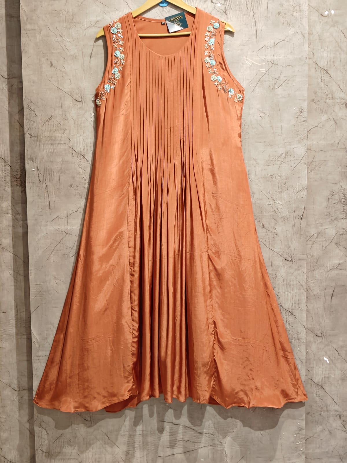 “Pani" Brown Crepe Silk Anarkali Handwork Kurtha 515