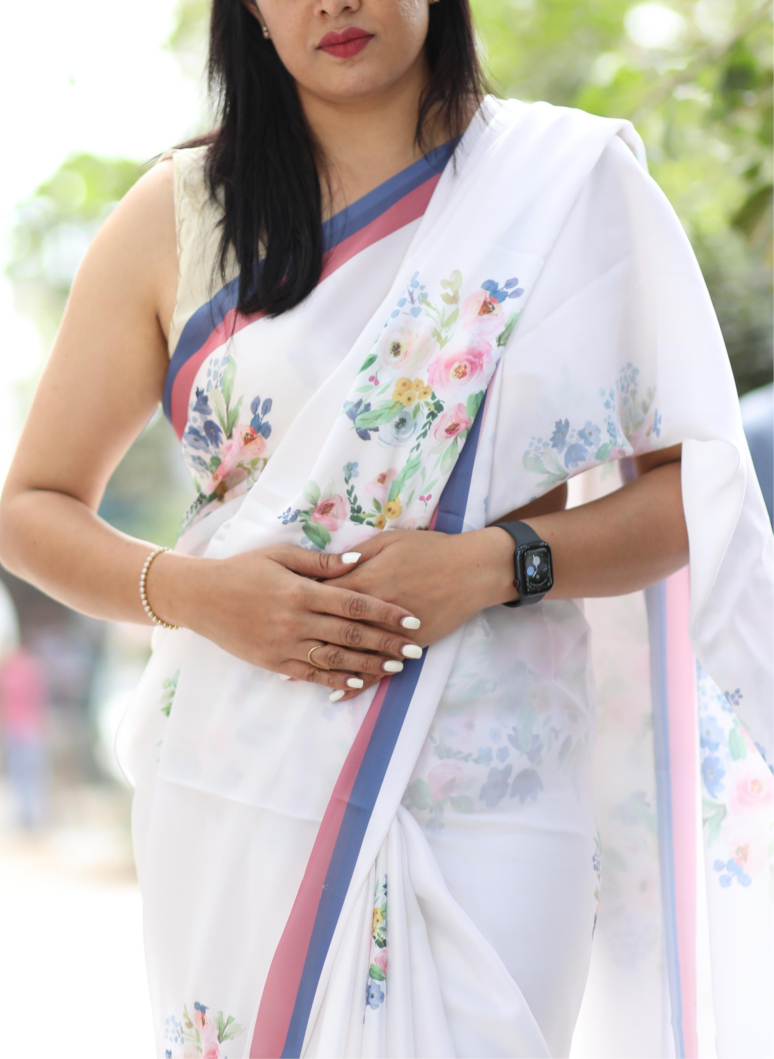 Alia Bhat satin georgette printed saree