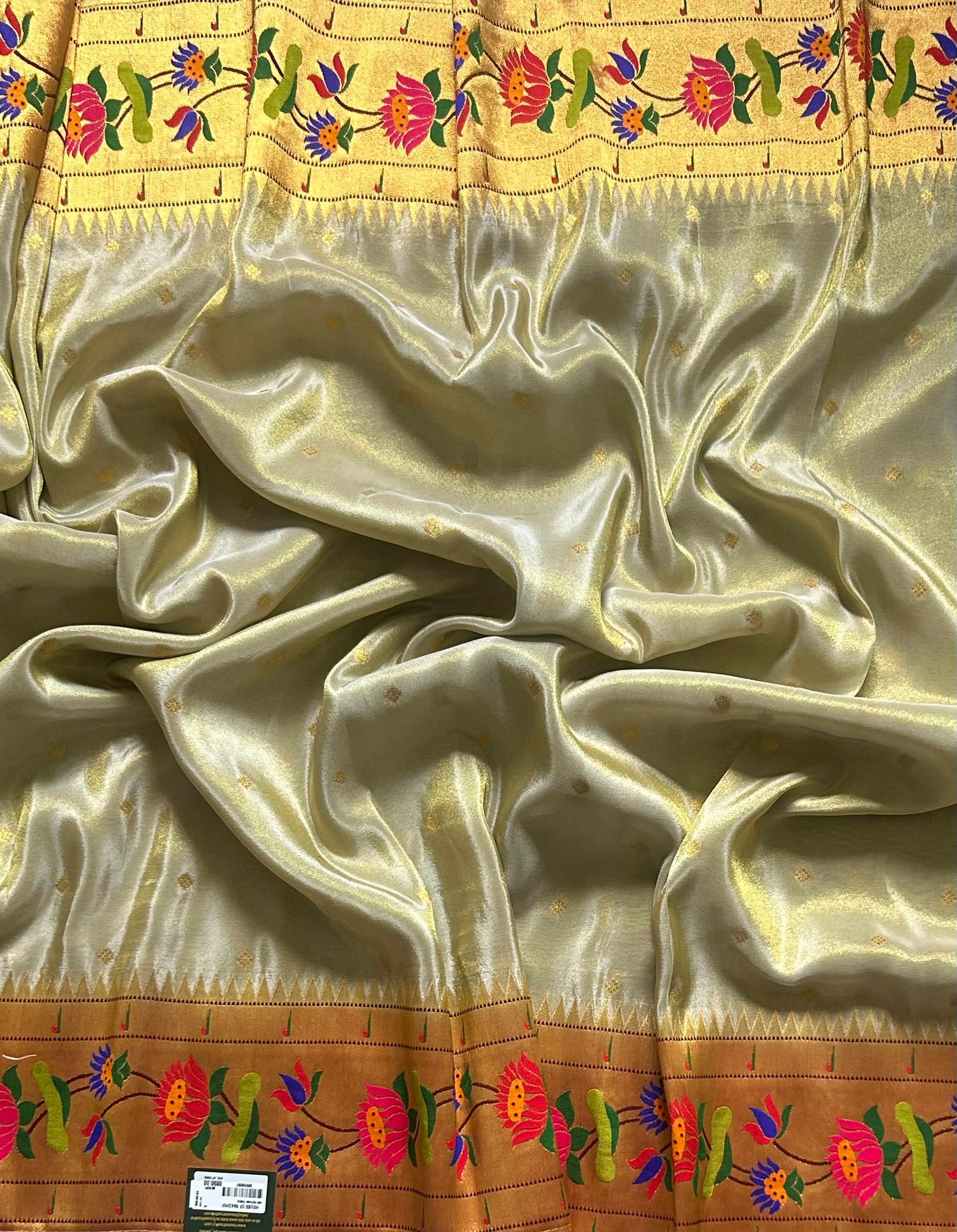 Cream small Butta tissue Paithani border 104 saree