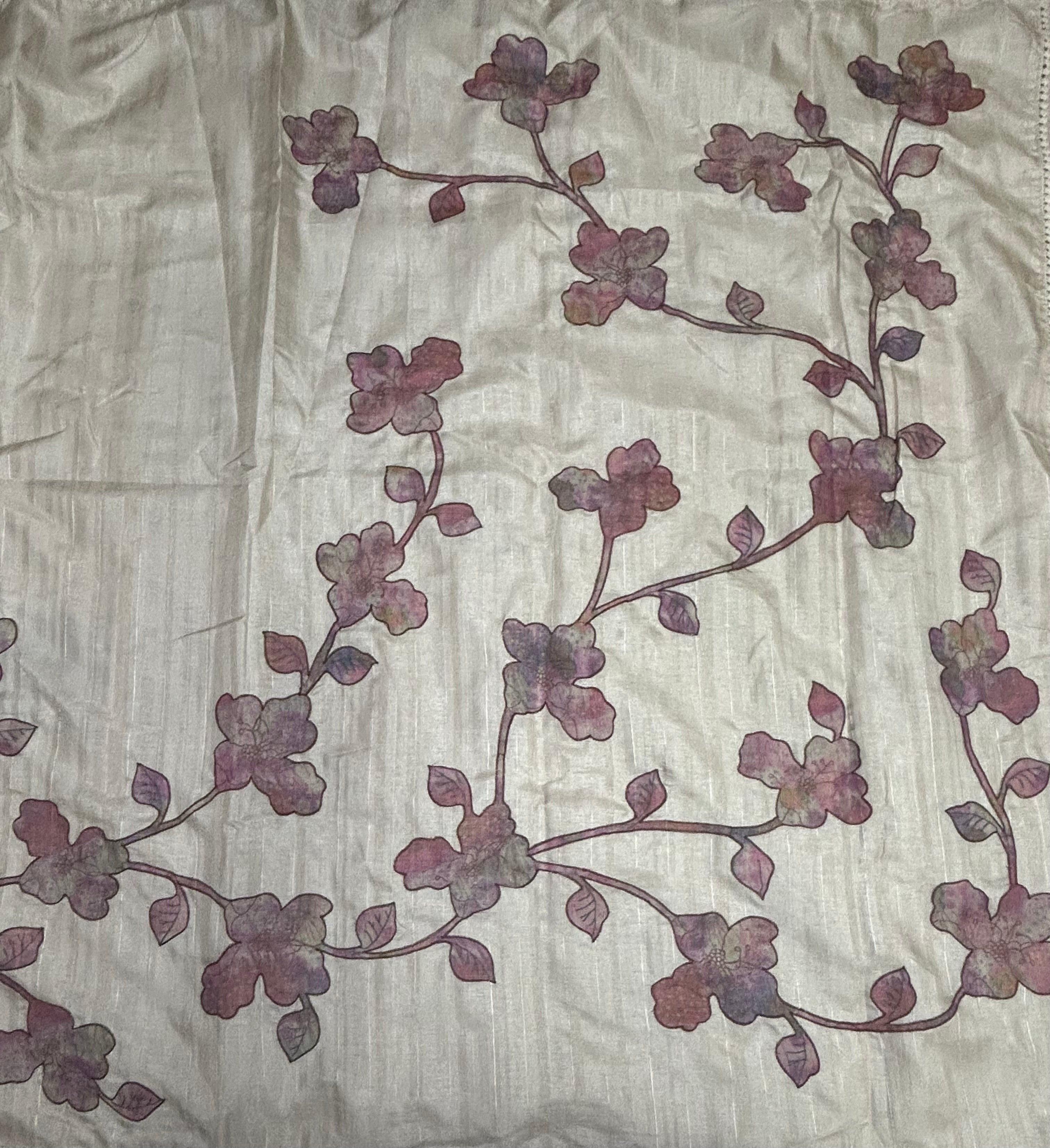 Cream Digital printer semi Tussar crepe saree