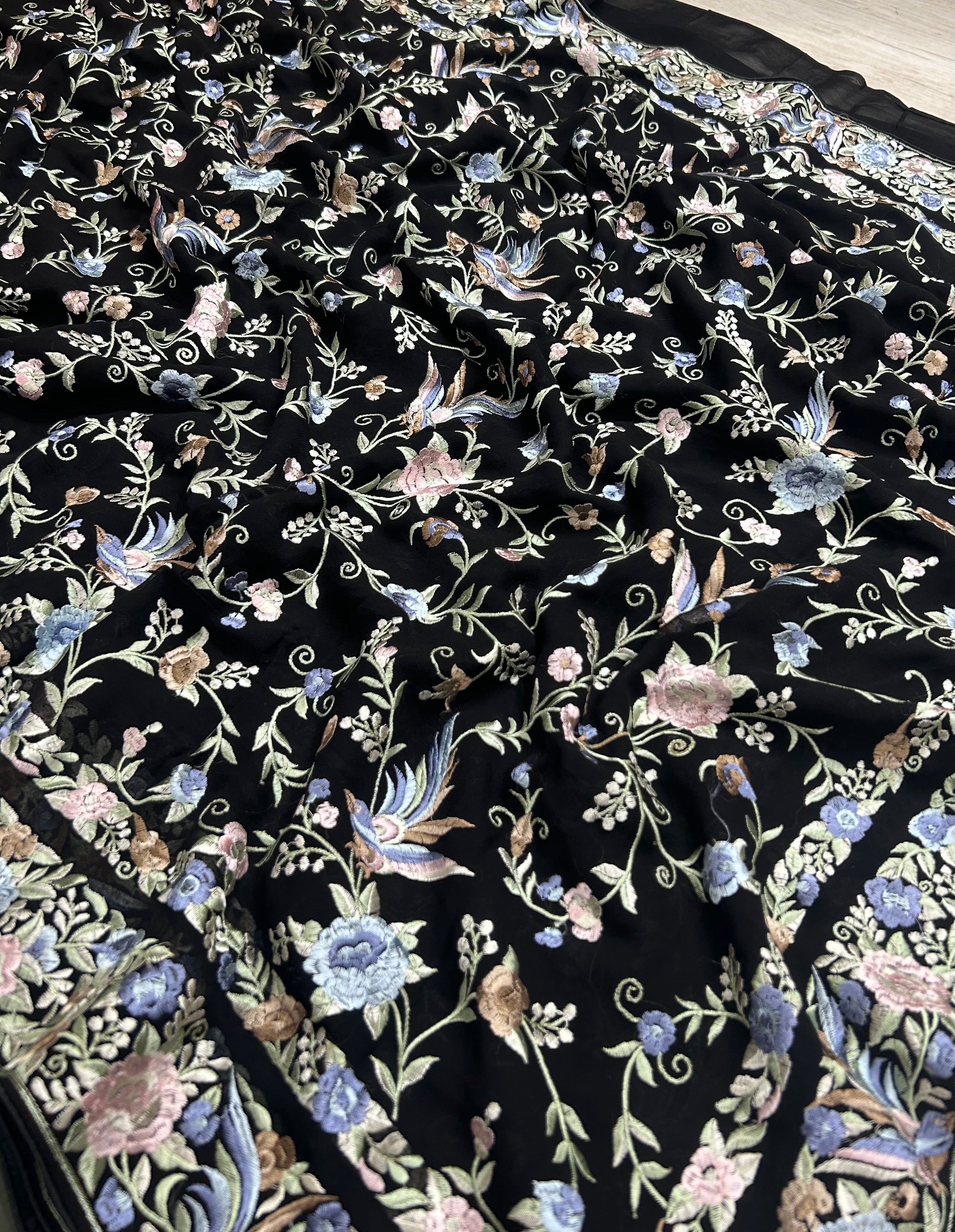 Black georgette parsi 104 saree