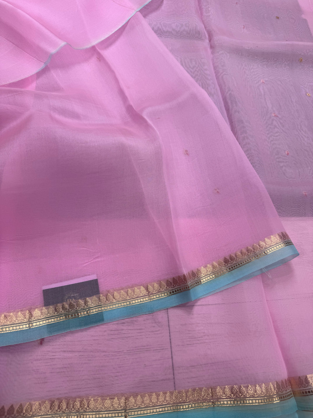 Pastel pink pure Kora Organza Saree 111